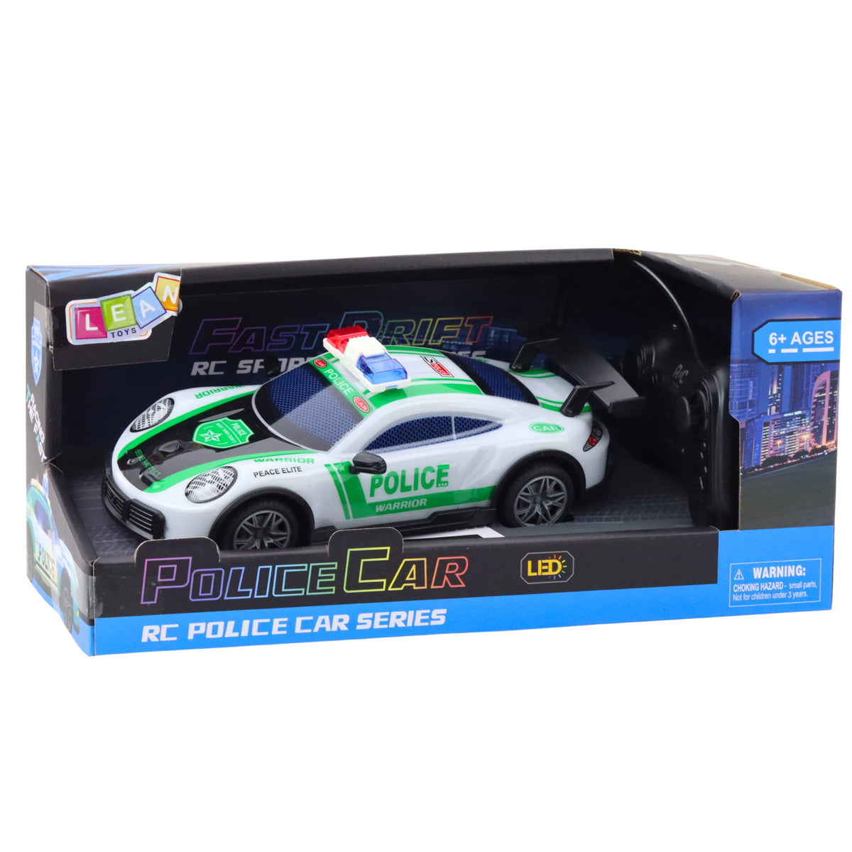 Rc Drift Police Sports Car med LED-ljus 1:22