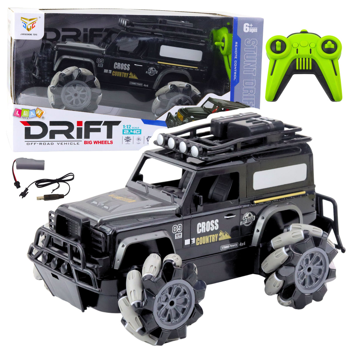 Rc Off-road Car Remote Controlled 360° Rotation 1:12 Black
