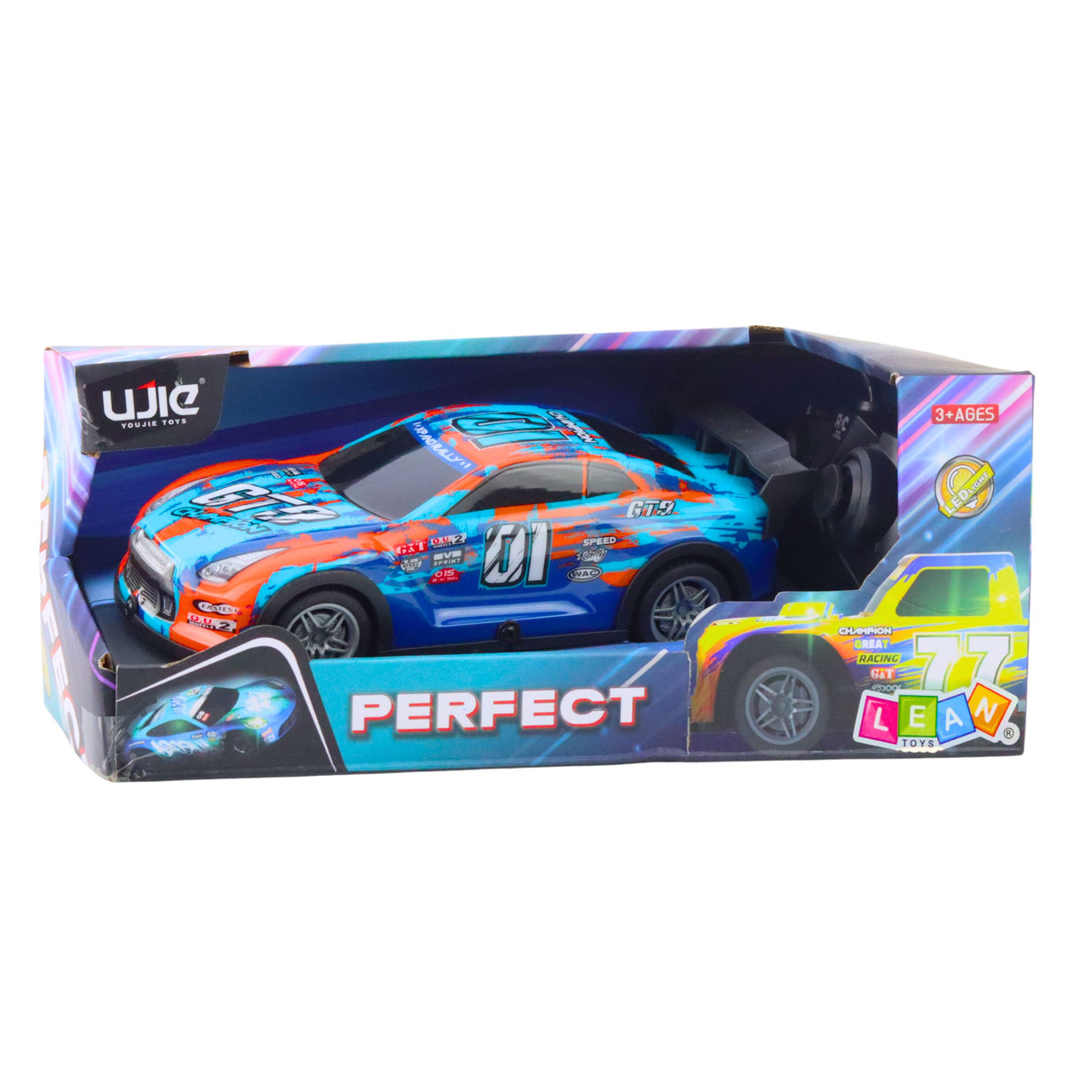 Remote Controlled Racing Car With Light-up Case Orange And Turquoise