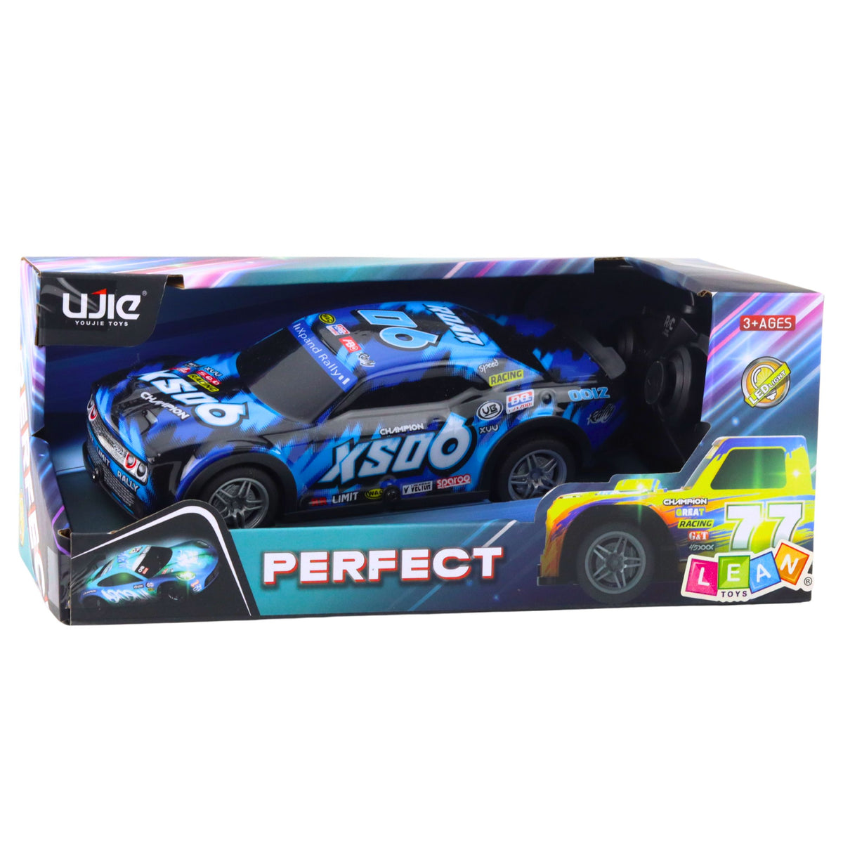 Rc Racing Car With Light-up Body Black And Blue