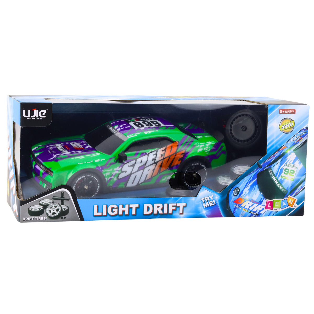 Rc Remote Control Sports Car Illuminated Drift Body Green