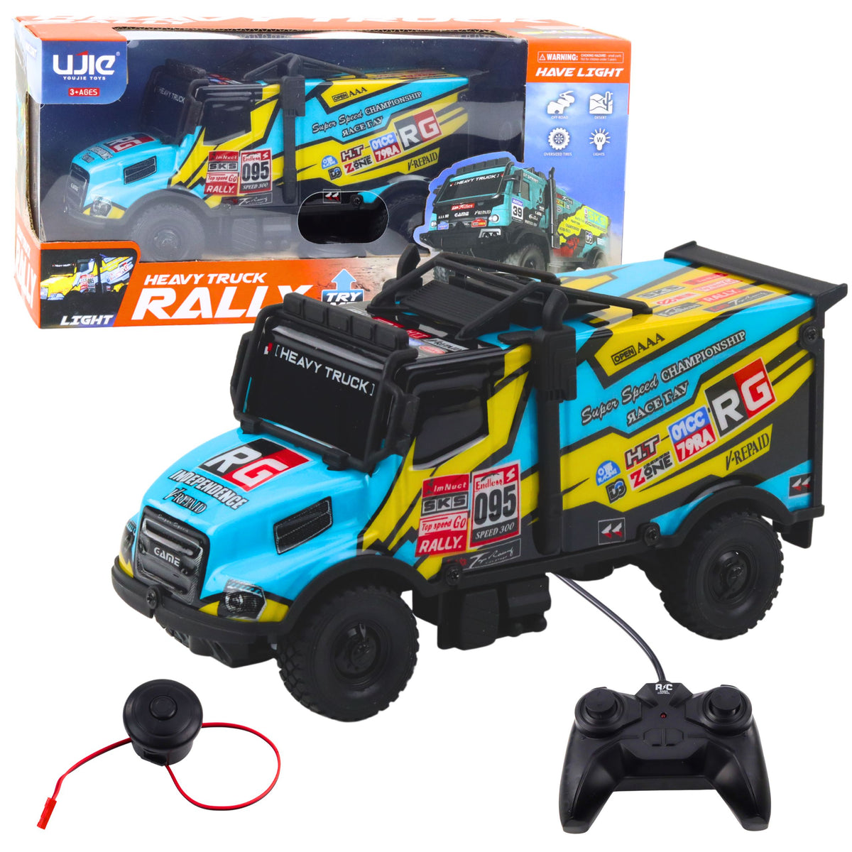 Rc Truck Remote Controlled Car Illuminated Turquoise Body