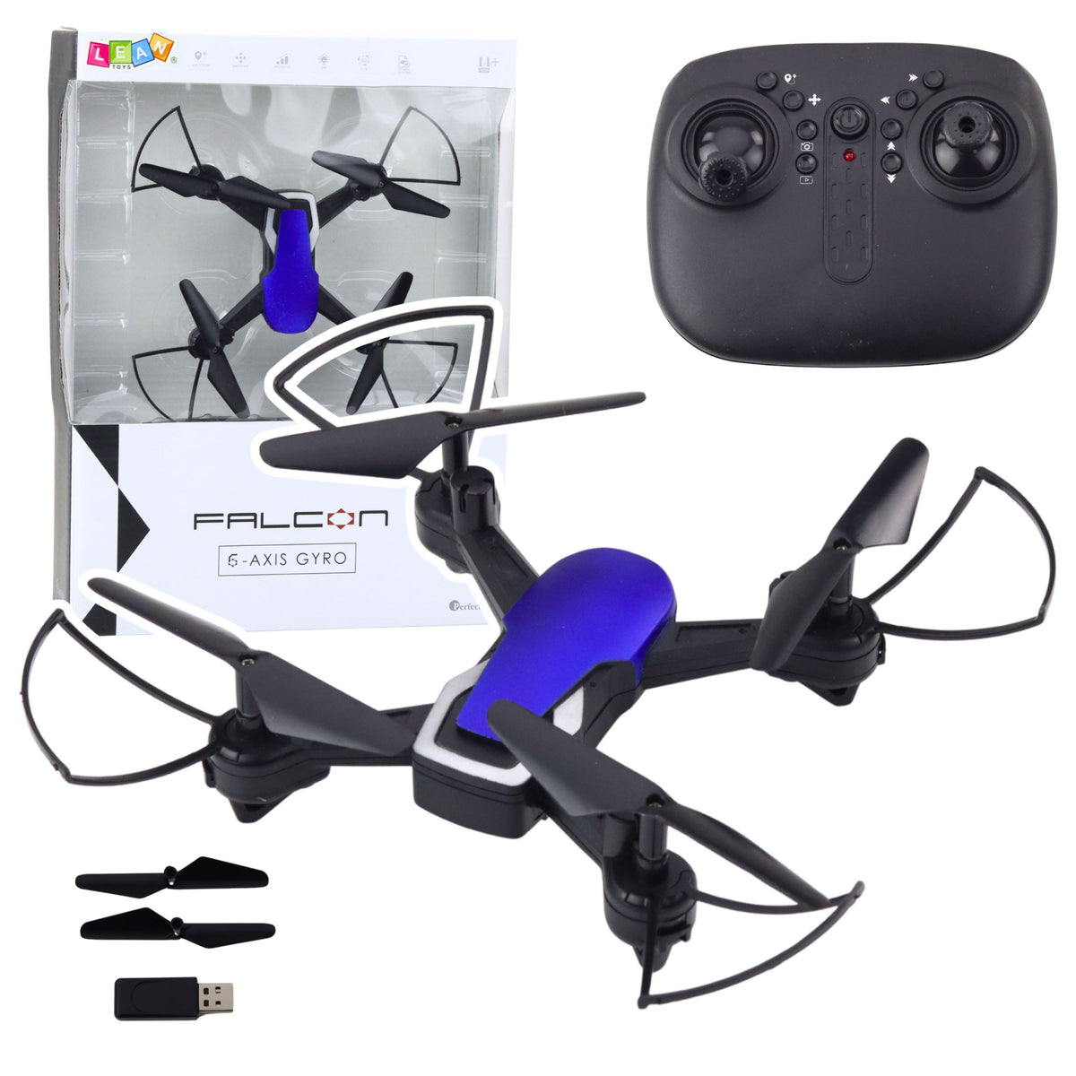 Drone Six-axis Gyroscope Led Lights 360° Rotation Blue