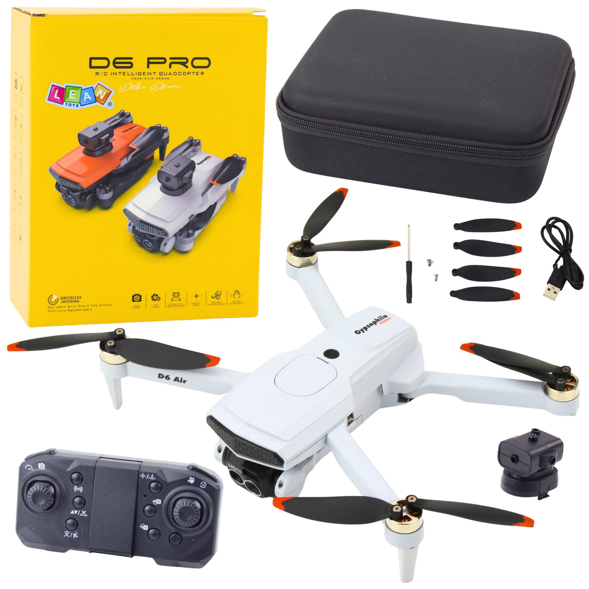Drone D6 Pro Camera Led Lights App Light Gray