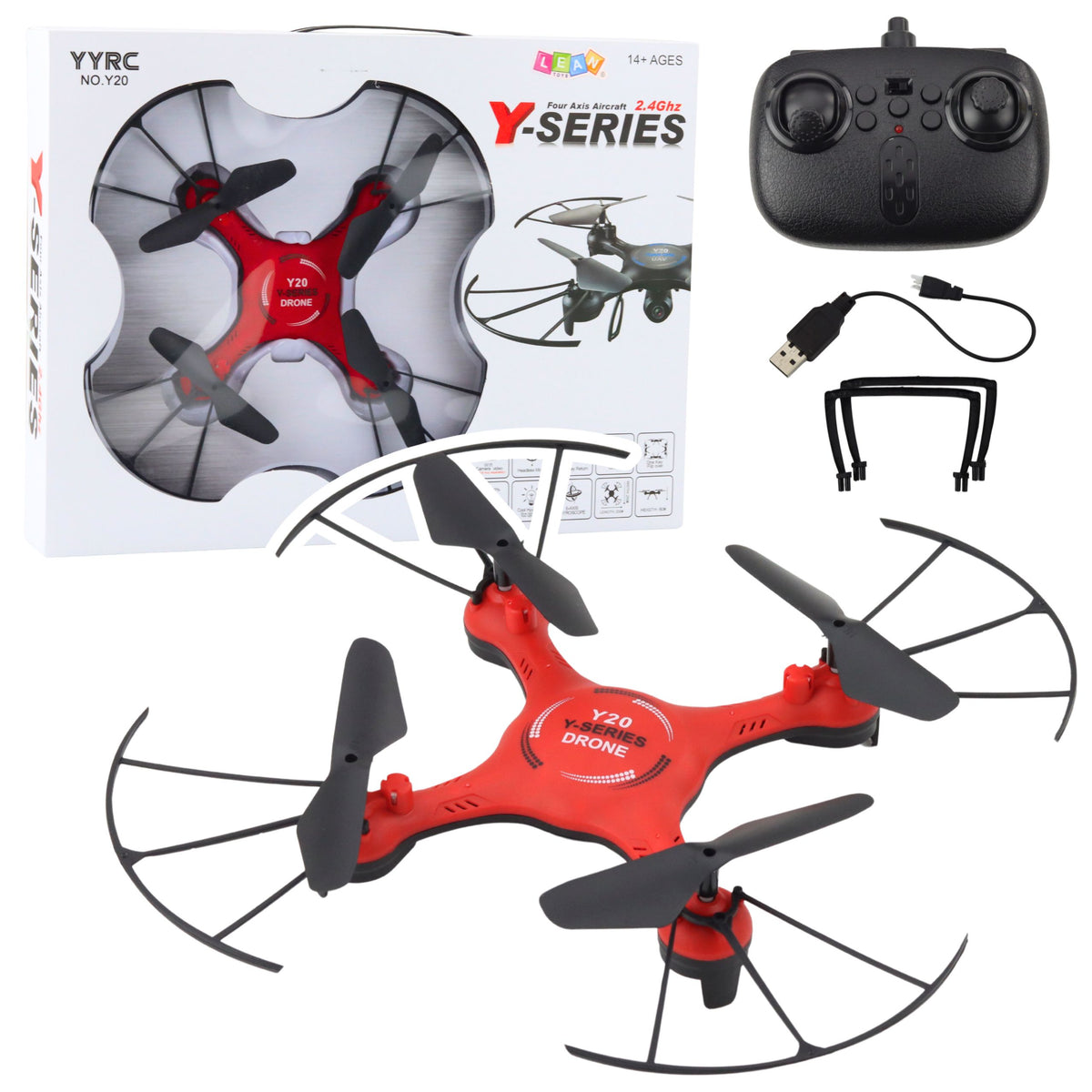 Y20 Ufo Remote Controlled Drone Lights 360° Rotation Red