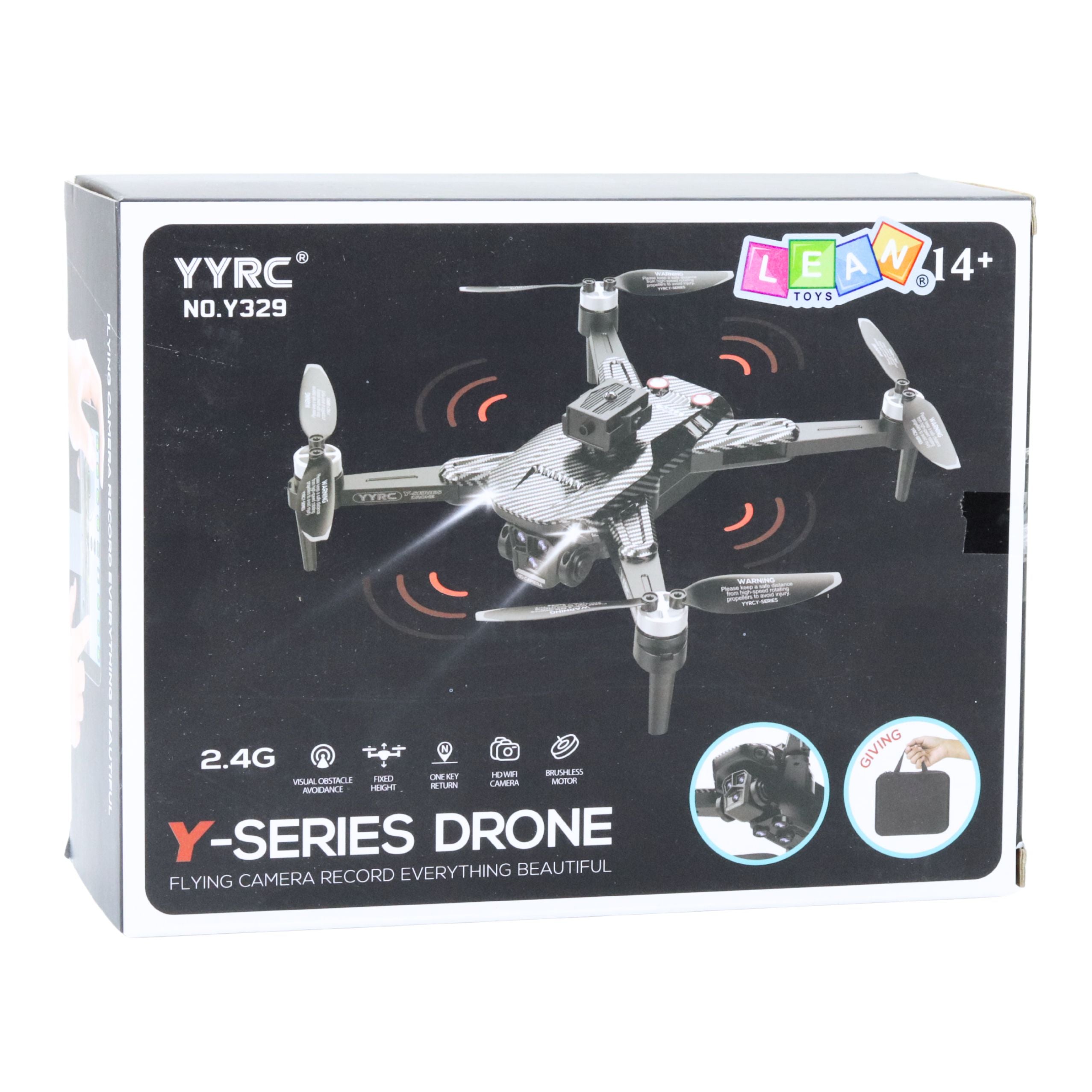 Drone Y329 Hd Camera Wifi Led Lights App Black Carbon