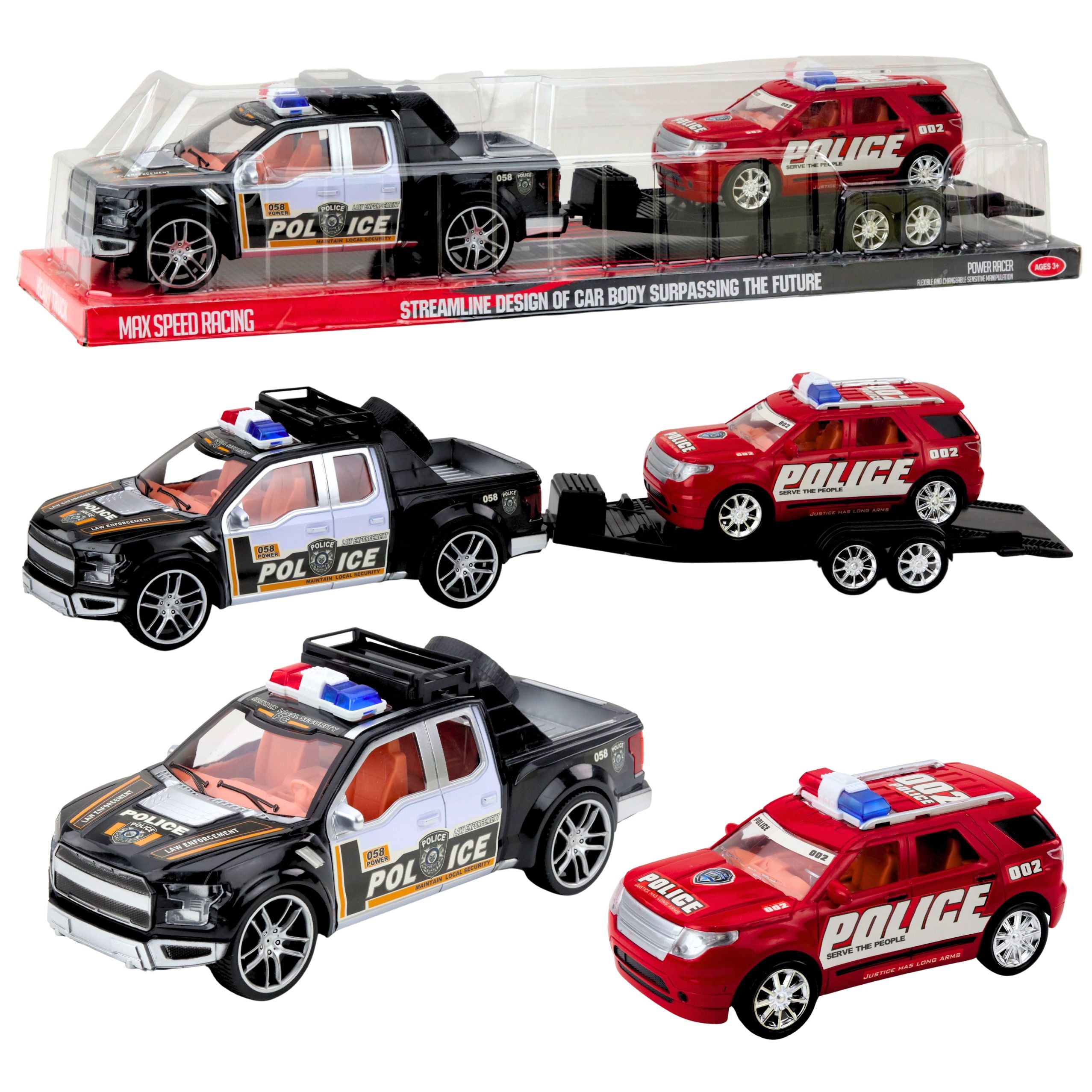 Off-road Police Car Set With Tow Truck And Patrol Car