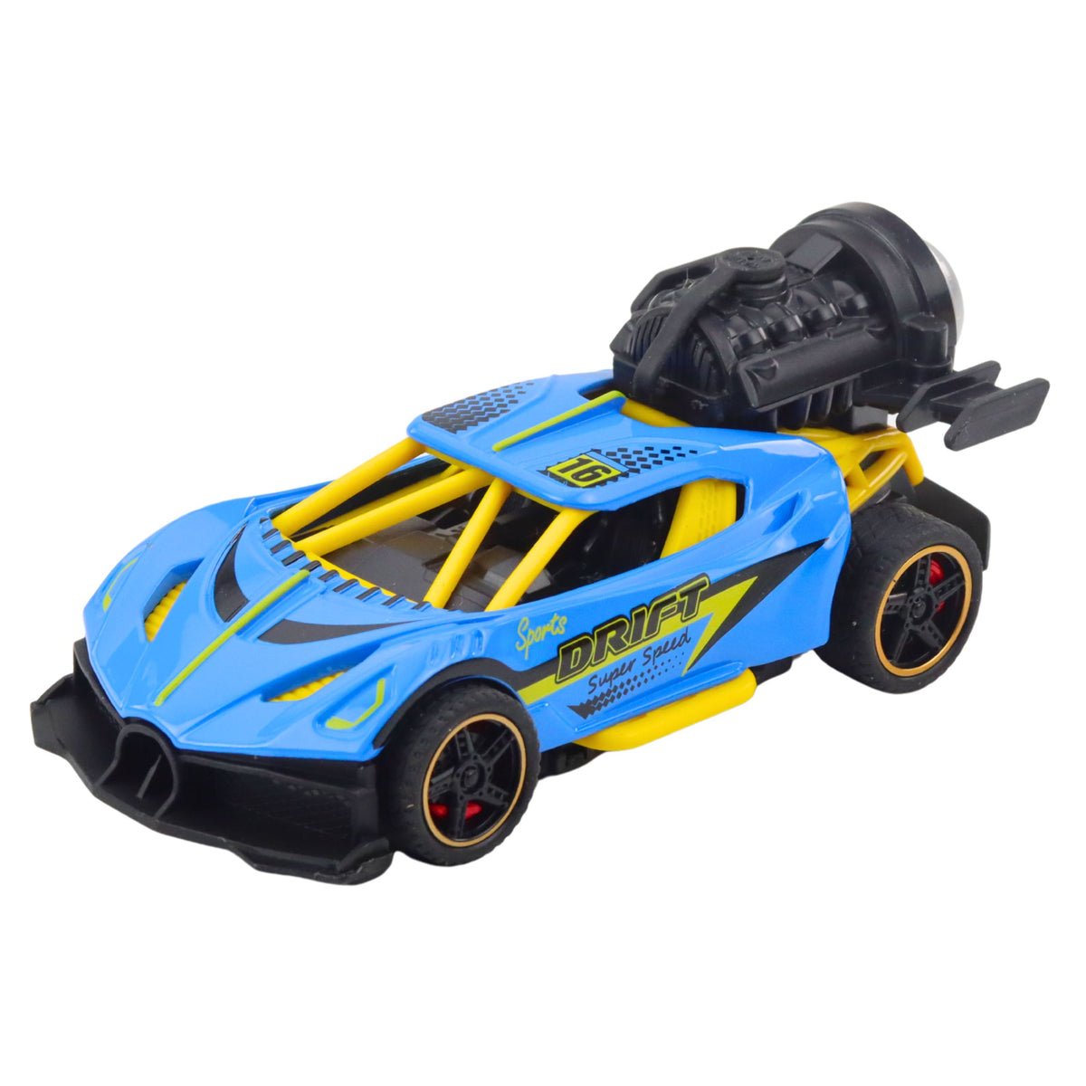Voiture de sport avec lumières, sons, mélange d'effets de fumée