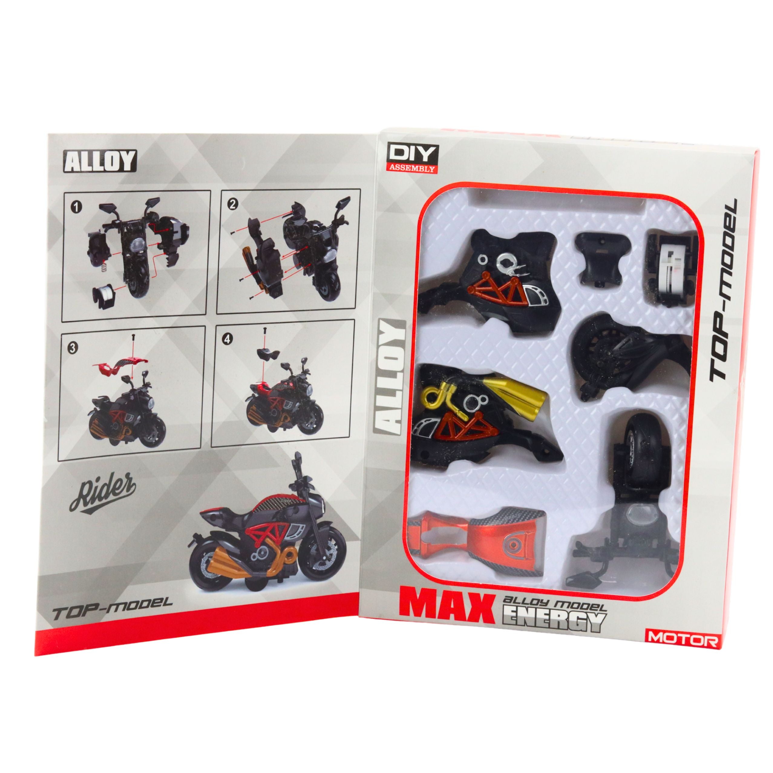 Motorcycle To Assemble Screw Metal 1:14 Diy Black And Orange