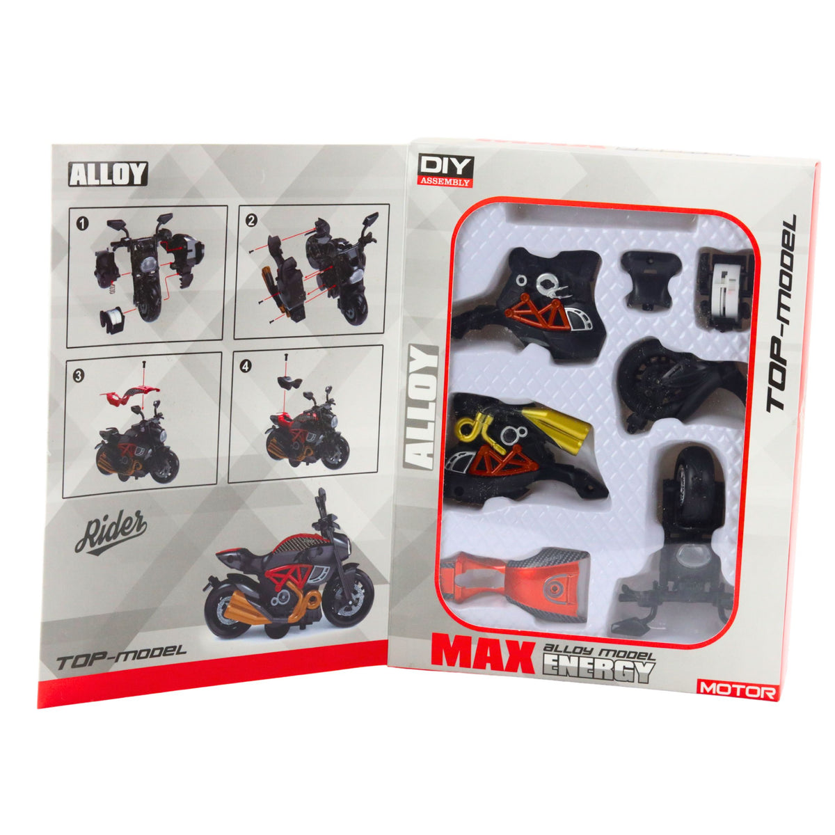 Motorcycle To Assemble Screw Metal 1:14 Diy Black And Orange