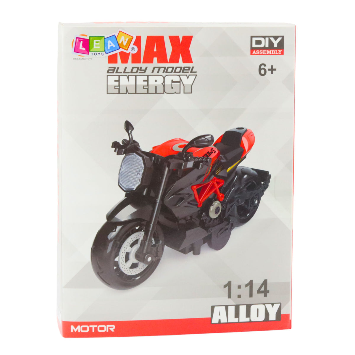 Moto Para Montar Tornillo Metal 1:14 Diy Negro Y Rojo