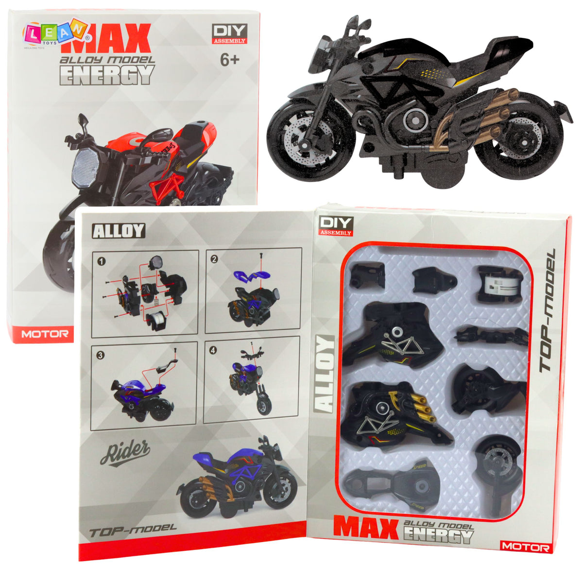 Motorcycle To Assemble Screw Metal 1:14 Diy Gold Elements Black