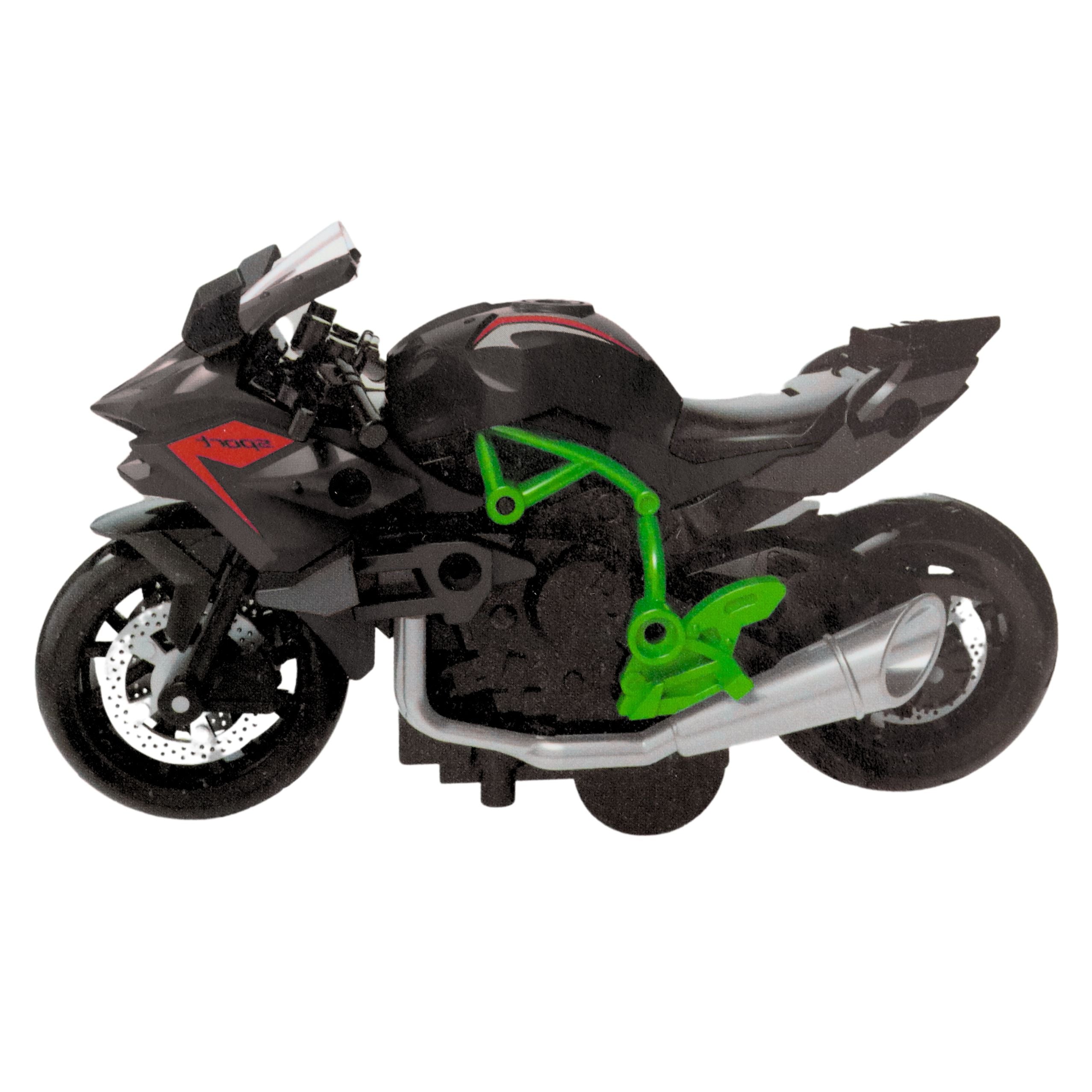 Motorcycle To Assemble Screw Metal 1:14 Diy Green-black