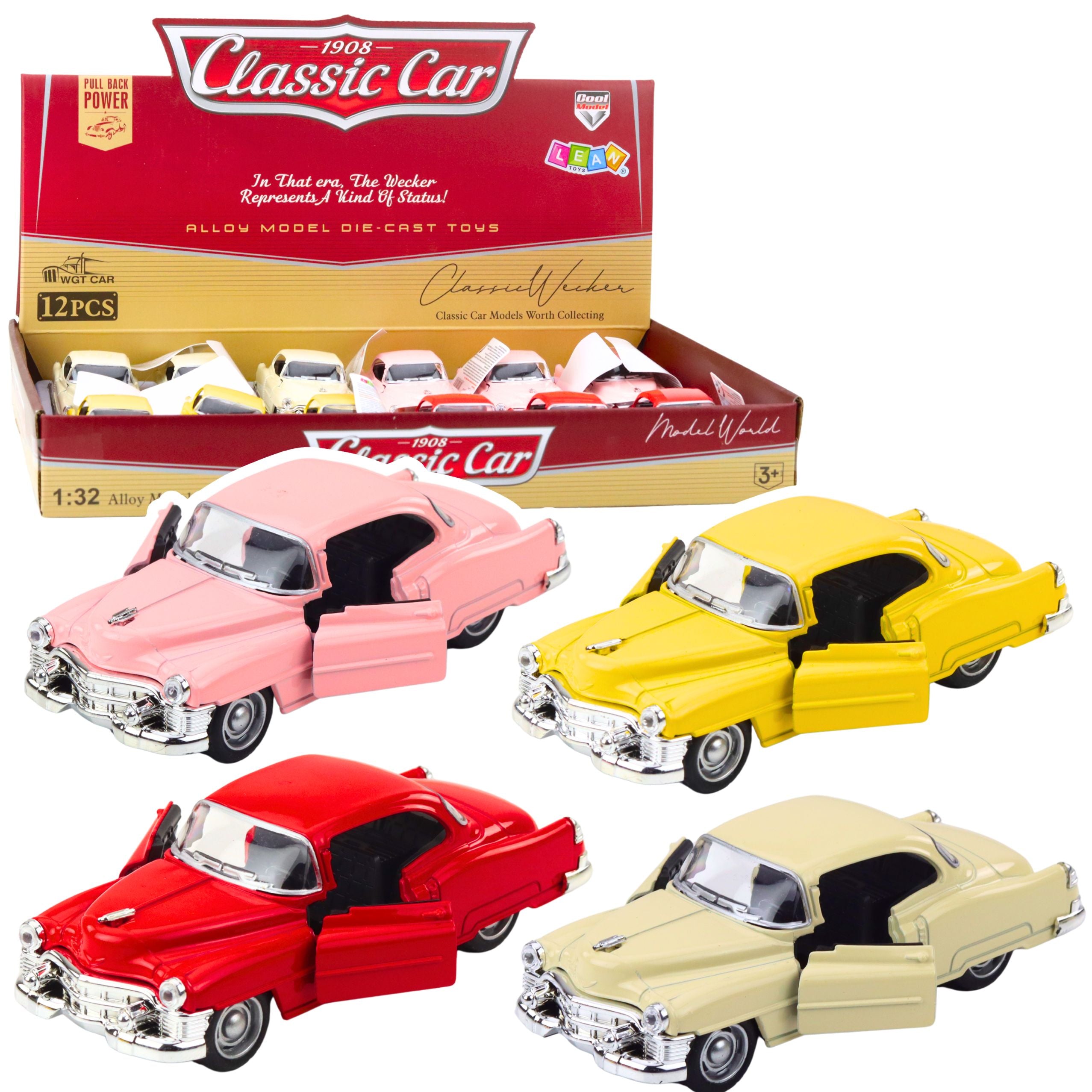 Classic Car From The 50s. Metal Pull-back Drive. Opening Doors. 1:32 Mix.