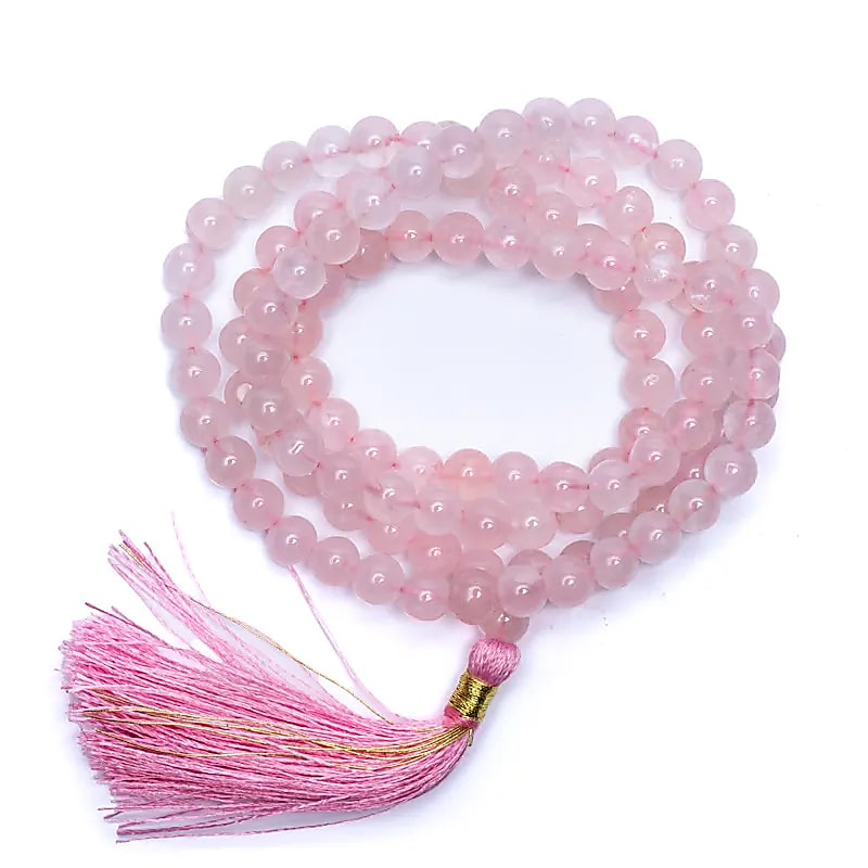 Mala Quartz Rose Qualité Aa 108 Perles + Sachet - 0,7 Cm