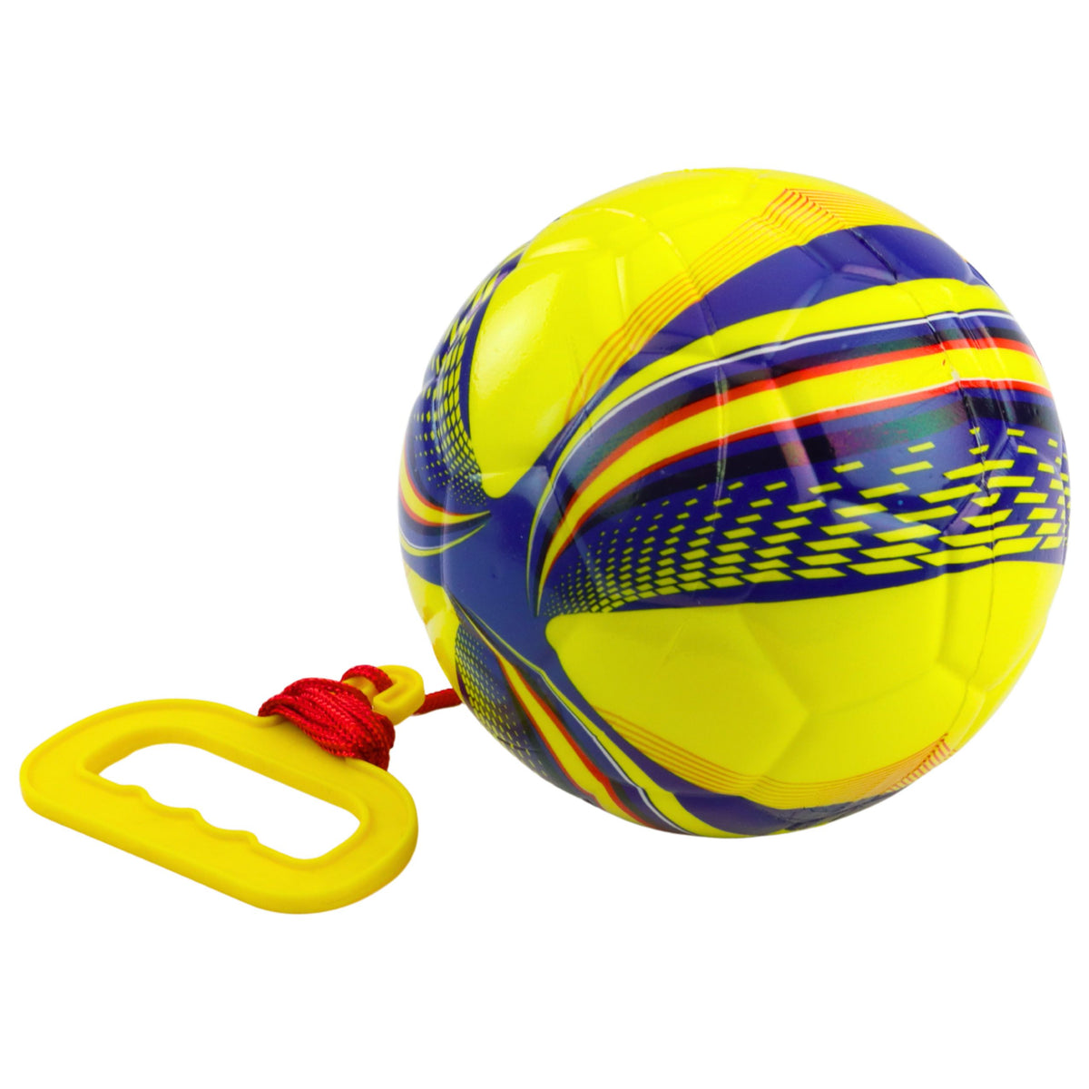Foam Ball On A String With A Pull Handle Yellow 14cm