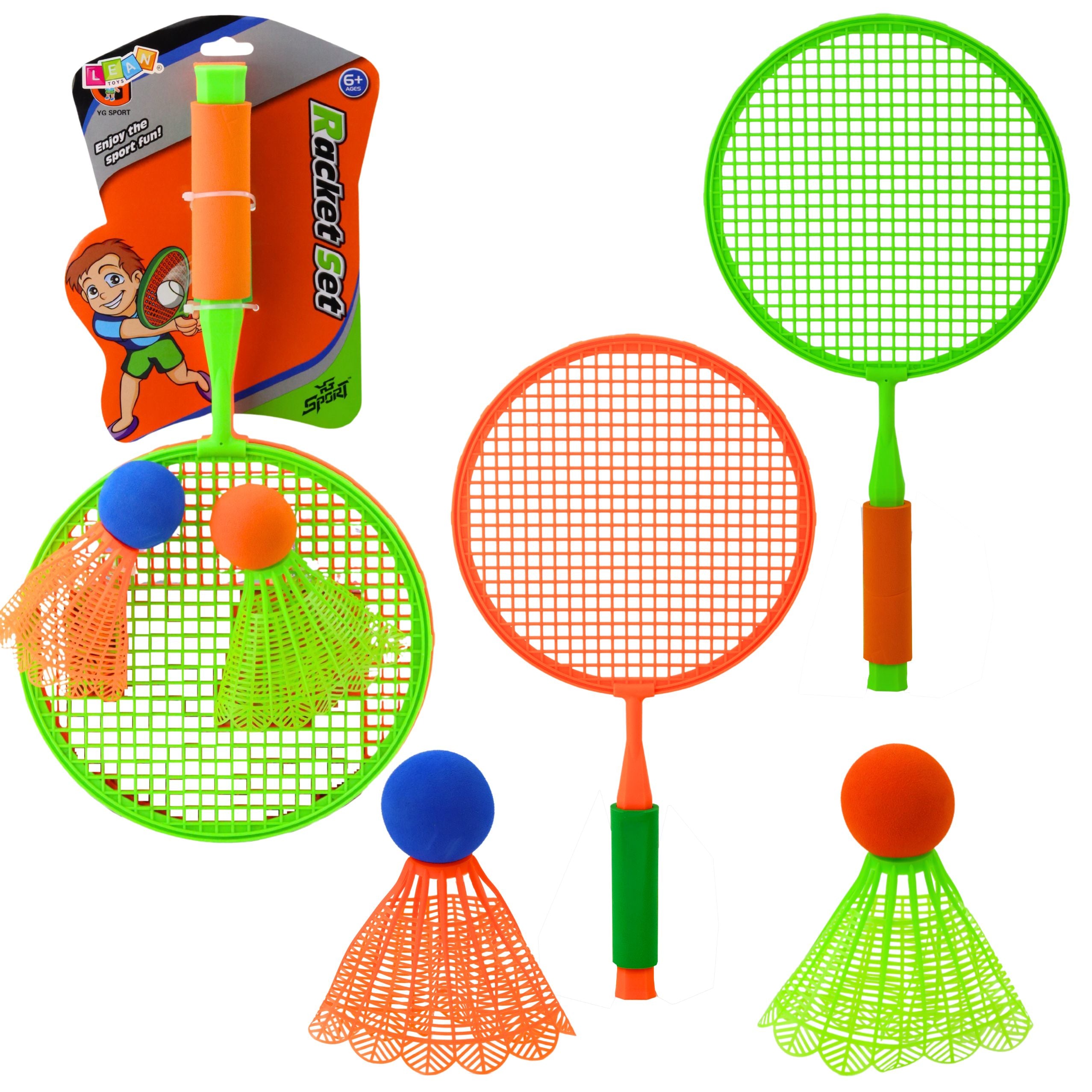 Badmintonschläger-set: 2 Schläger 2 Große Federbälle Und Ein Ball