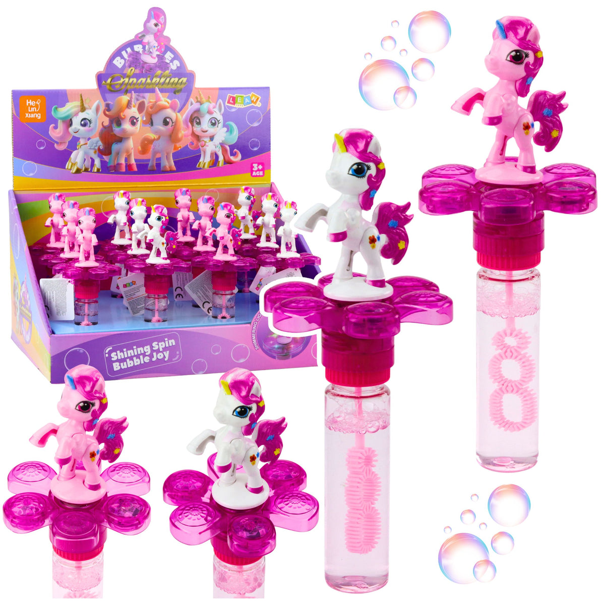 Soap Bubbles Unicorn Rotating Flower Led Light 20cm Mix