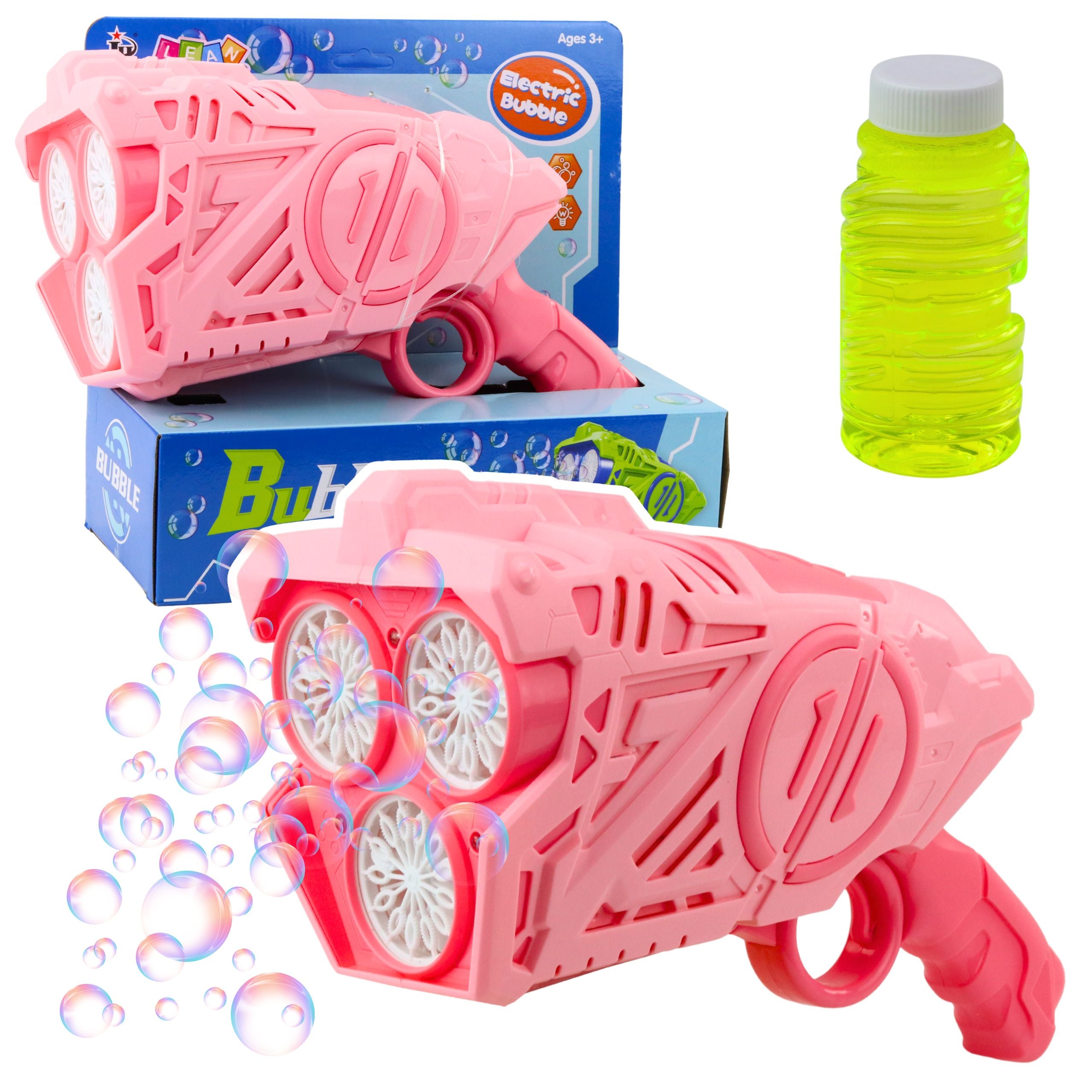Battery Operated Bubble Gun Led Lights Pink