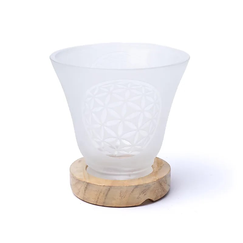 Lampa z kamieniami szlachetnymi Kwiat życia z kablem i diodą LED - 12x12cm