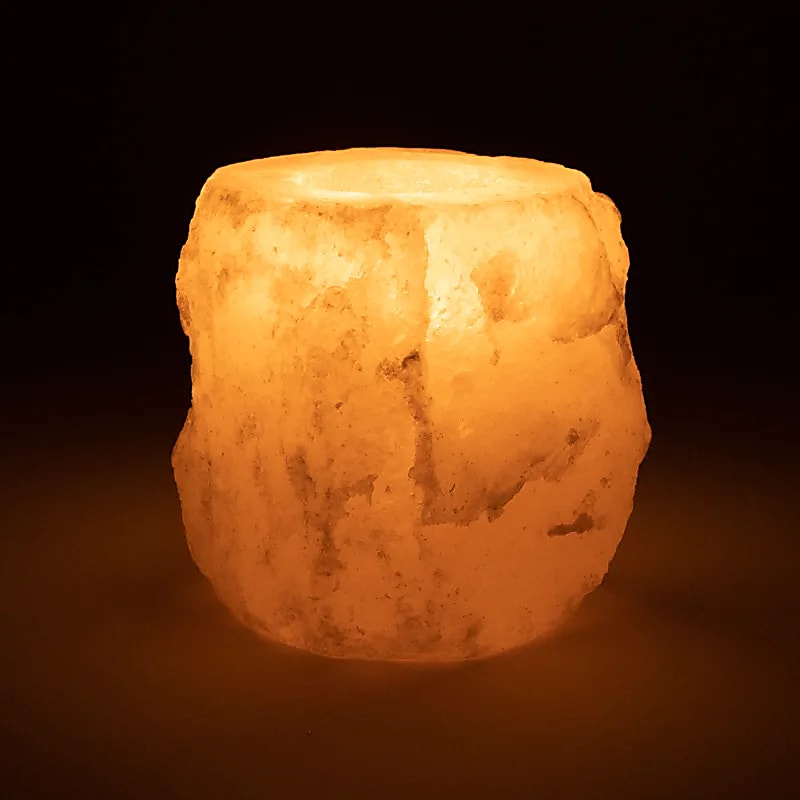 Świecznik na herbatę z solą kryształową, biały - 800-1200g, zestaw 2 szt