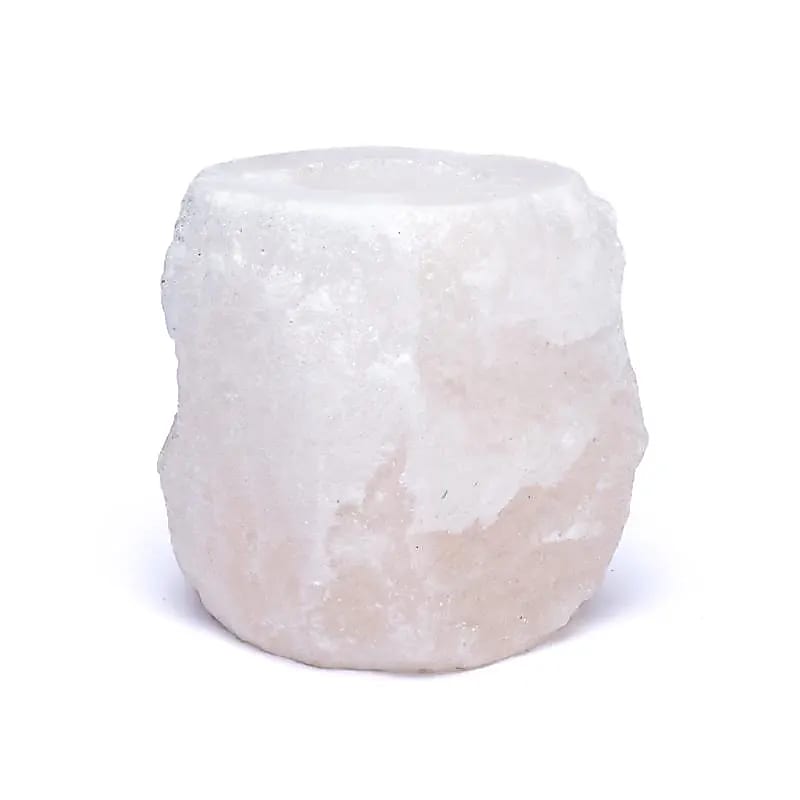 Świecznik na herbatę z solą kryształową, biały - 800-1200g, zestaw 2 szt