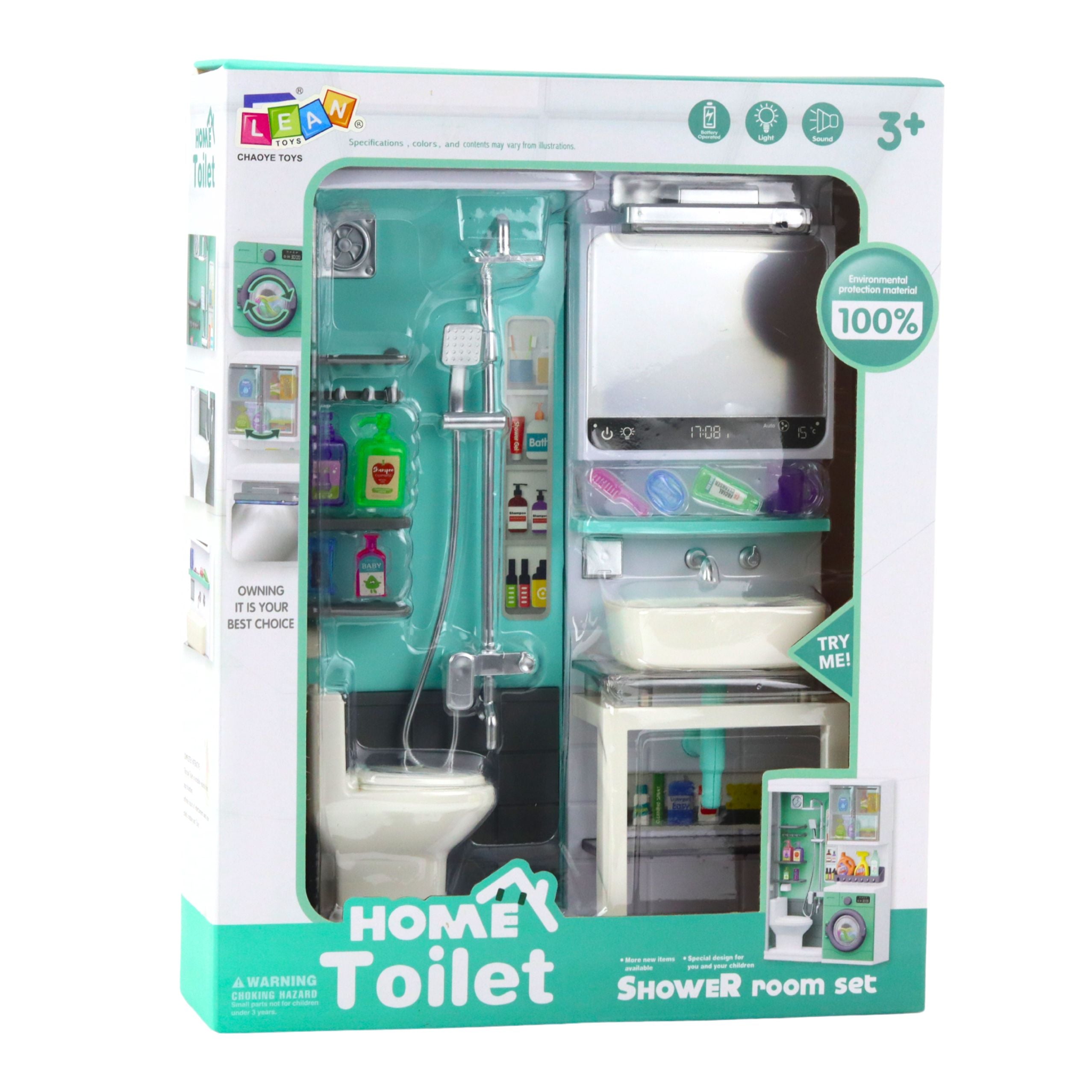 Toy Bathroom Shower Sink Toilet Lights Sounds Accessories