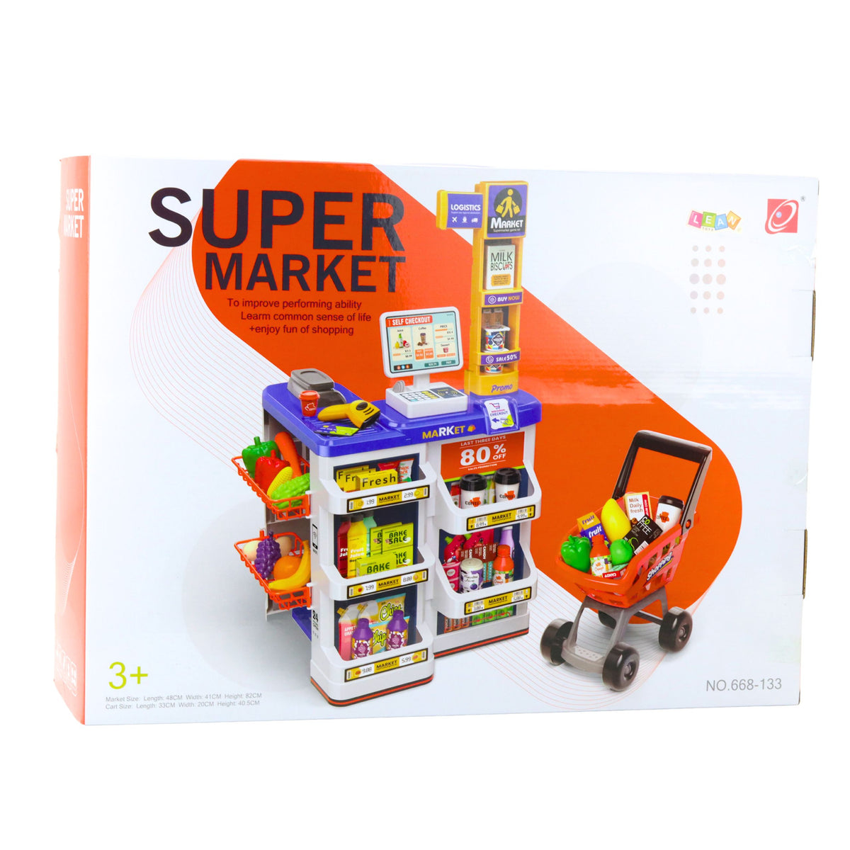 Shop Set Cash Register Trolley Scanner Supermarket Kids Shop