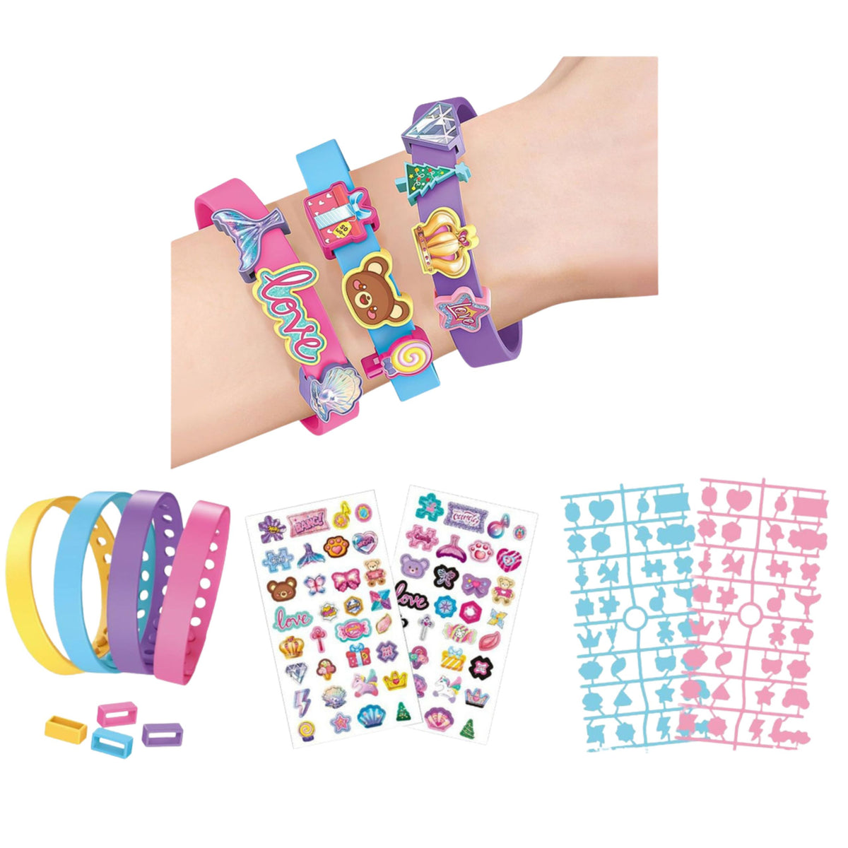 Diy Bracelet Set Animal Charms 4 Colorful Bracelets
