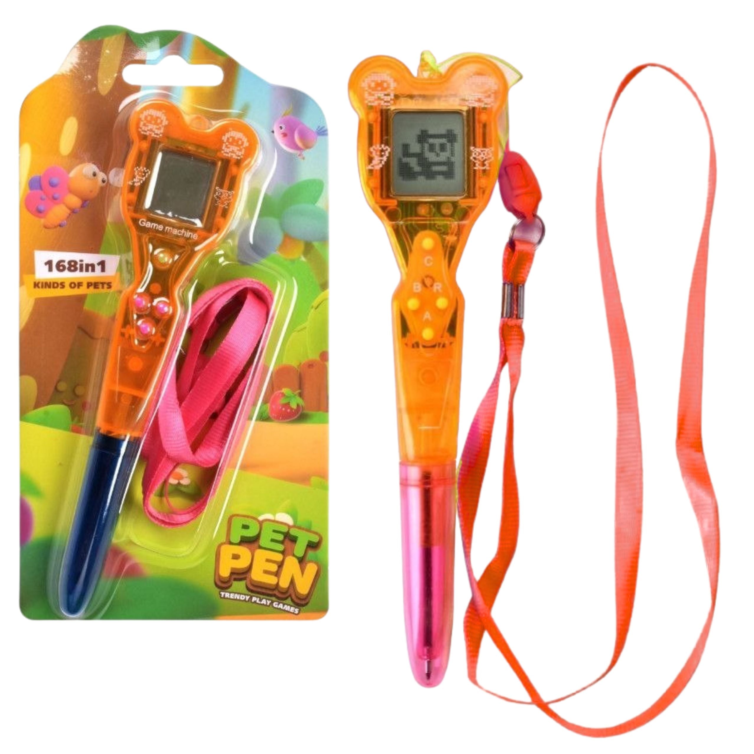 Electronic Game With Pen 168 In 1 Pink And Orange Lanyard