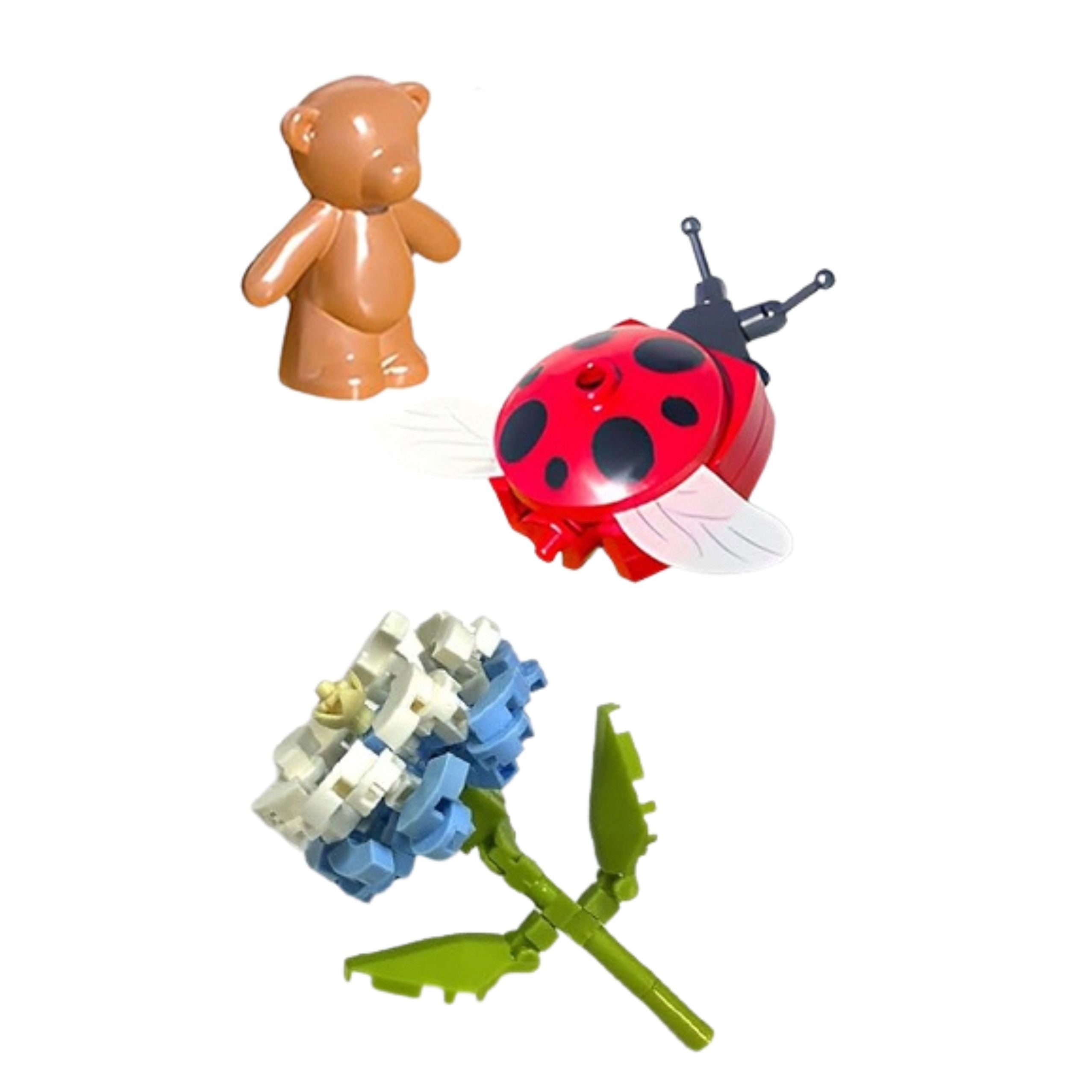 Construction Blocks Floral Composition With Ladybugs In A Dome 596 Pcs.