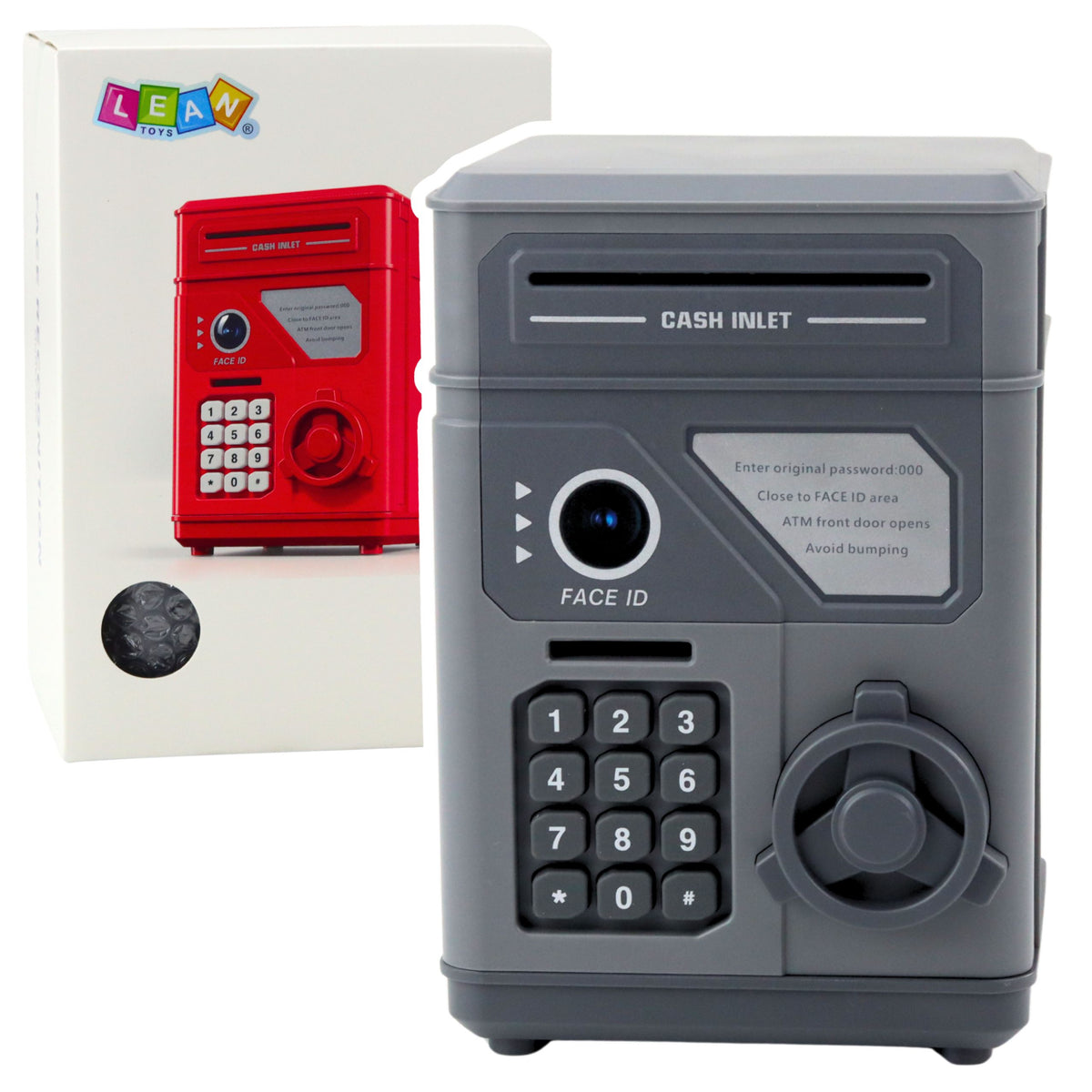 Electronic Safe Atm Piggy Bank With Pin For Children Gray