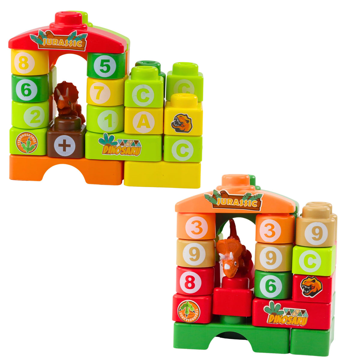 Educational Construction Blocks In A Bag Dinosaurs Numbers Letters 91 Pcs.