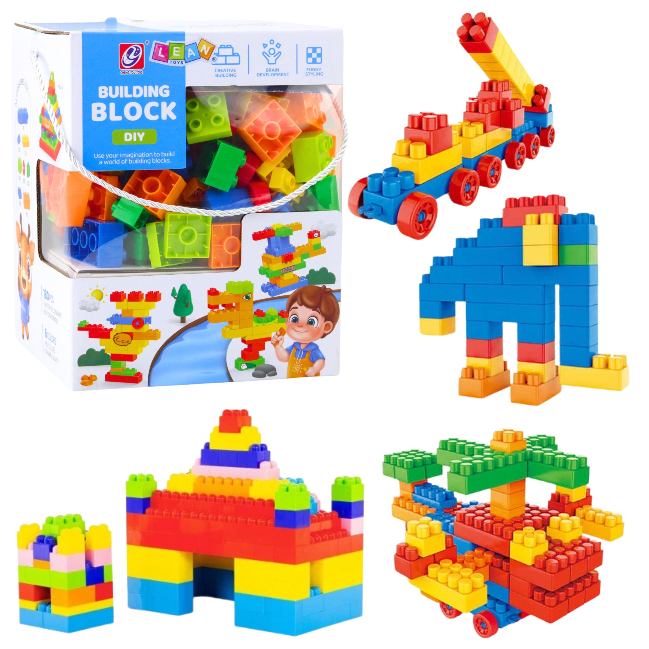Set Of 3d Colorful Construction Blocks 180 Pcs.
