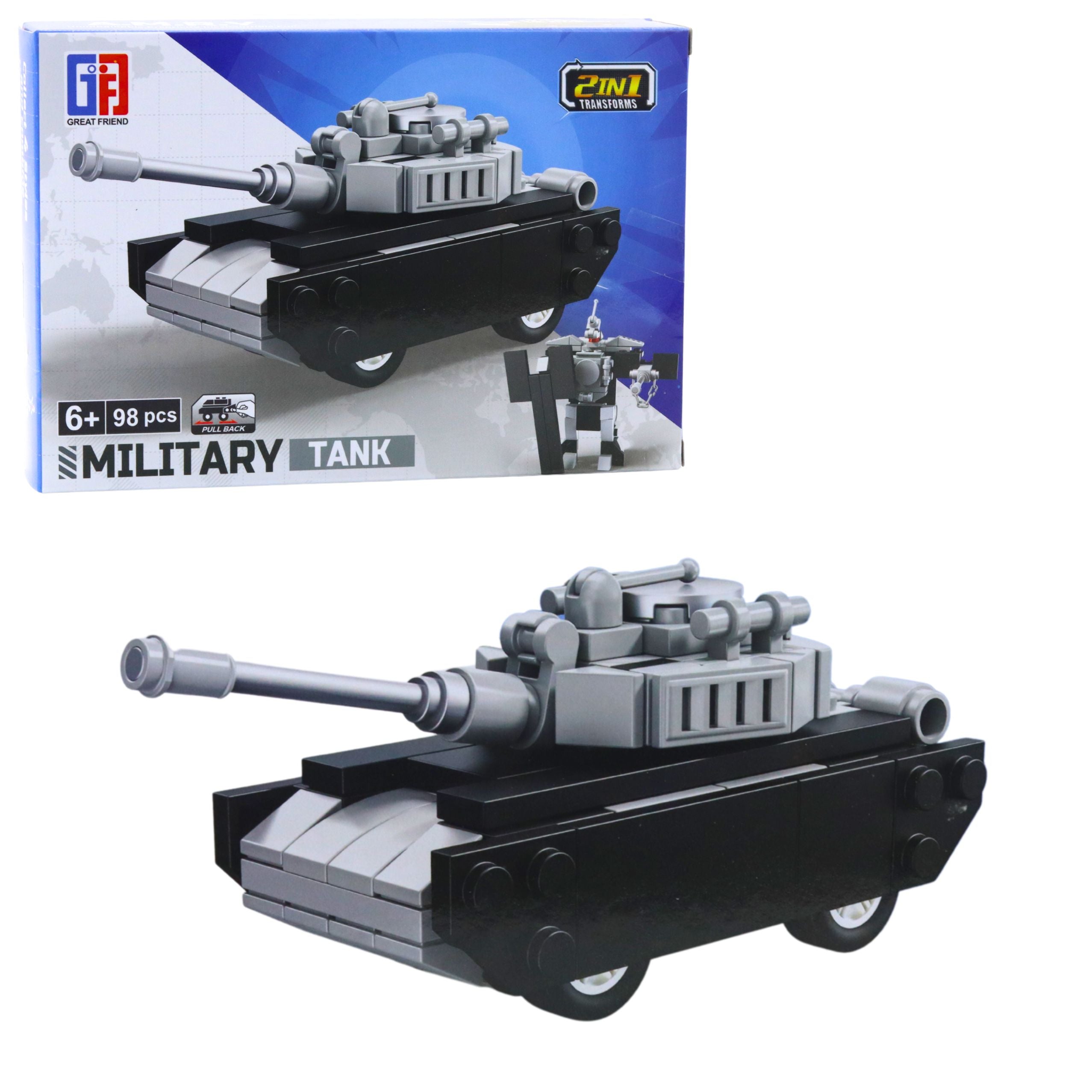 Robot de transporte de vehículos militares de ladrillos de construcción 2 en 1