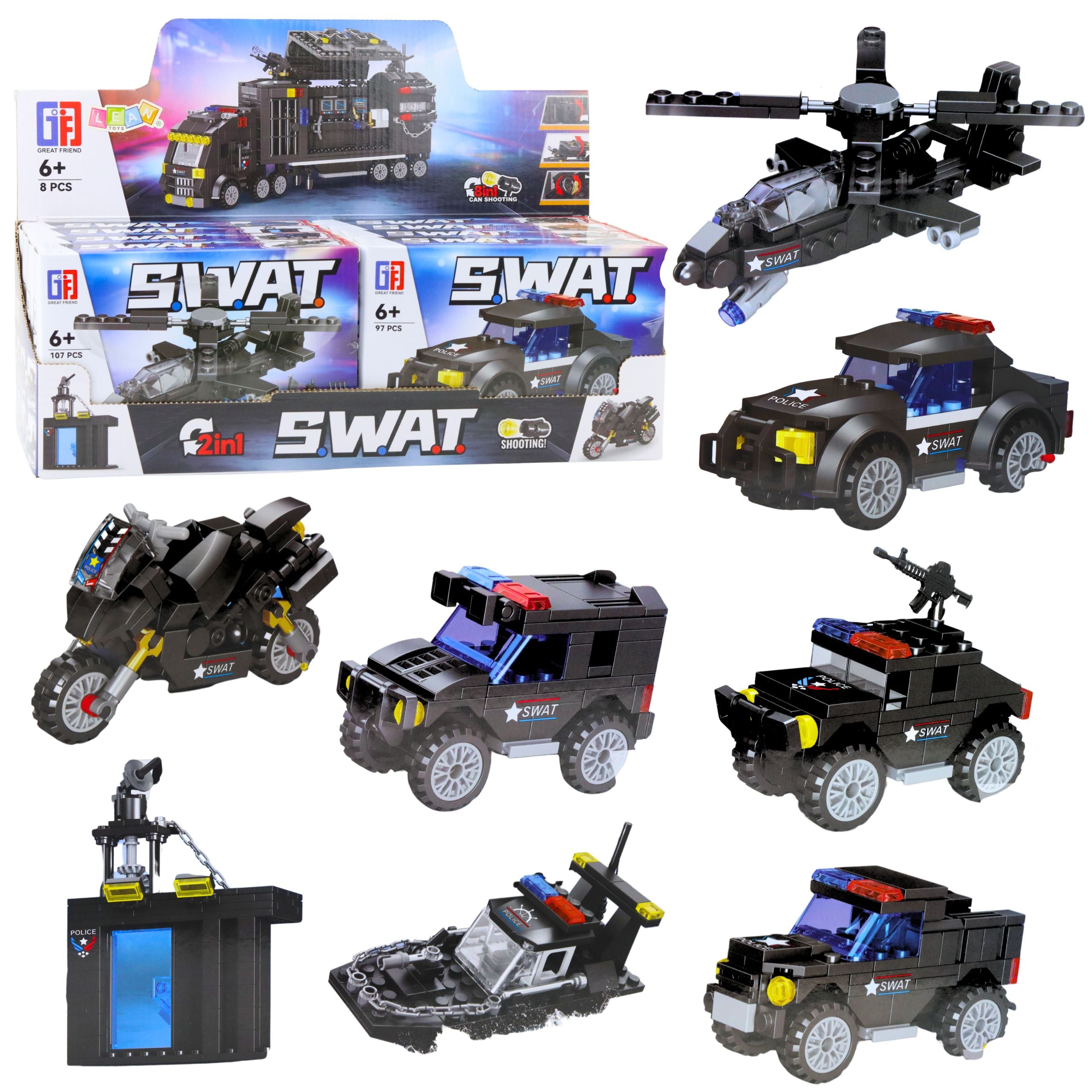 Construction Bricks Vehicles Transport Swat 2in1 92-117 Pcs.
