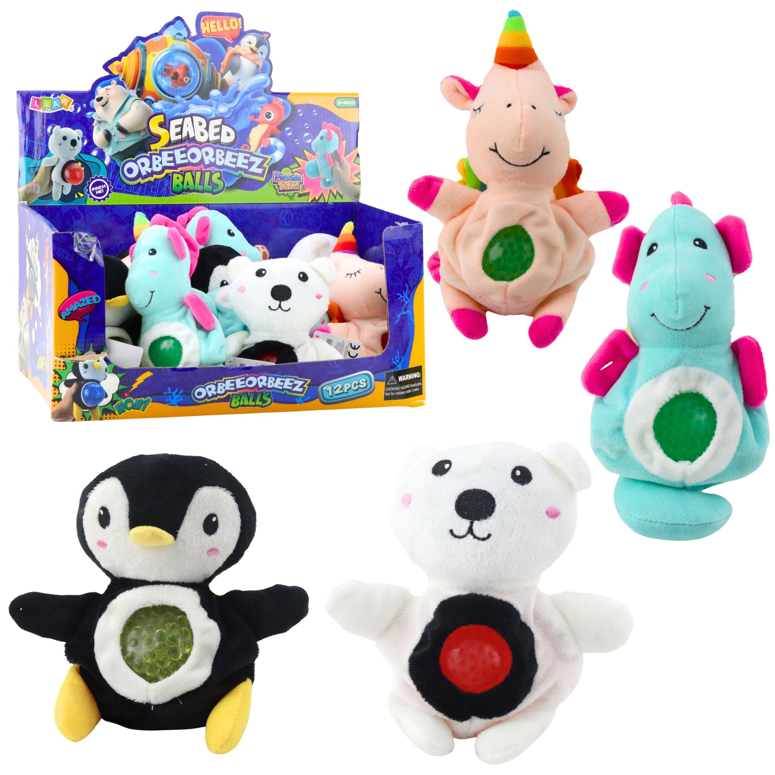 Plush Toy Squeezable Tummy With Water Balls 20cm Mix