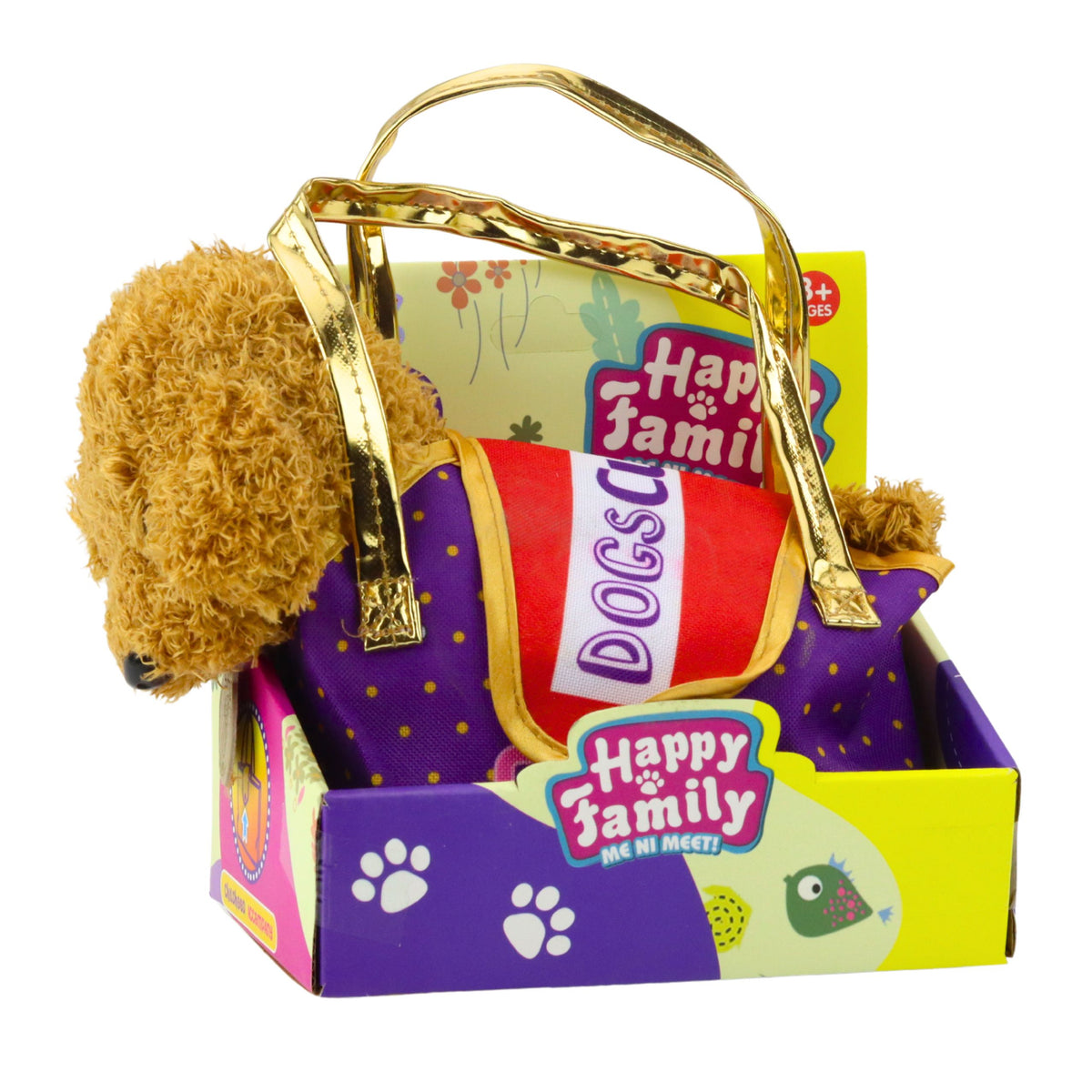 Perro Caniche En Bolsa De Velcro Peluche Marrón Claro