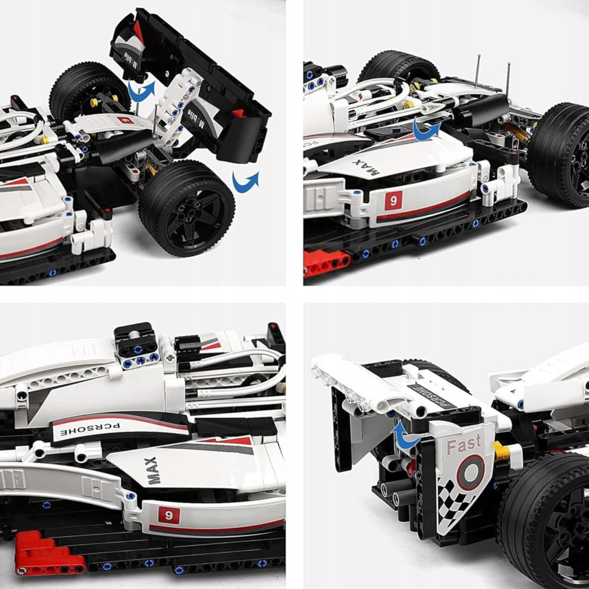 Construction Bricks F1 Race Car White And Red 1235 Pcs.