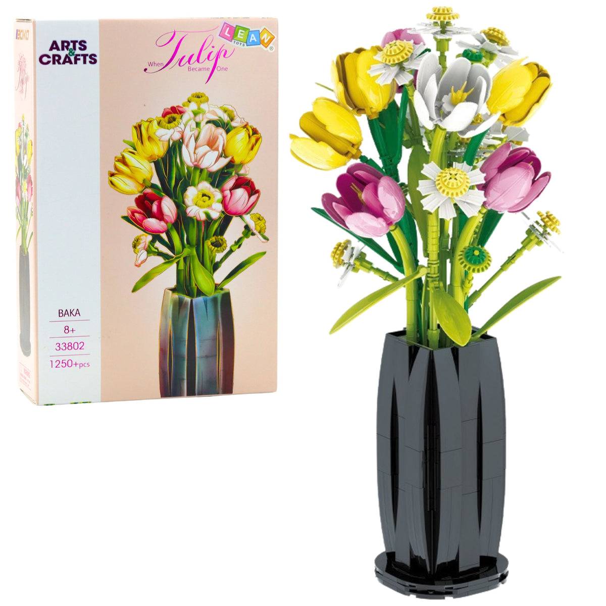 Construction Blocks Bouquet Of Tulips In A Vase 1250 Pcs.