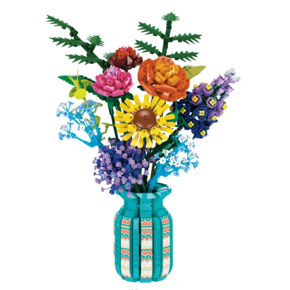 Construction Blocks Bouquet Of Flowers In A Vase Colorful 1853 Pcs.