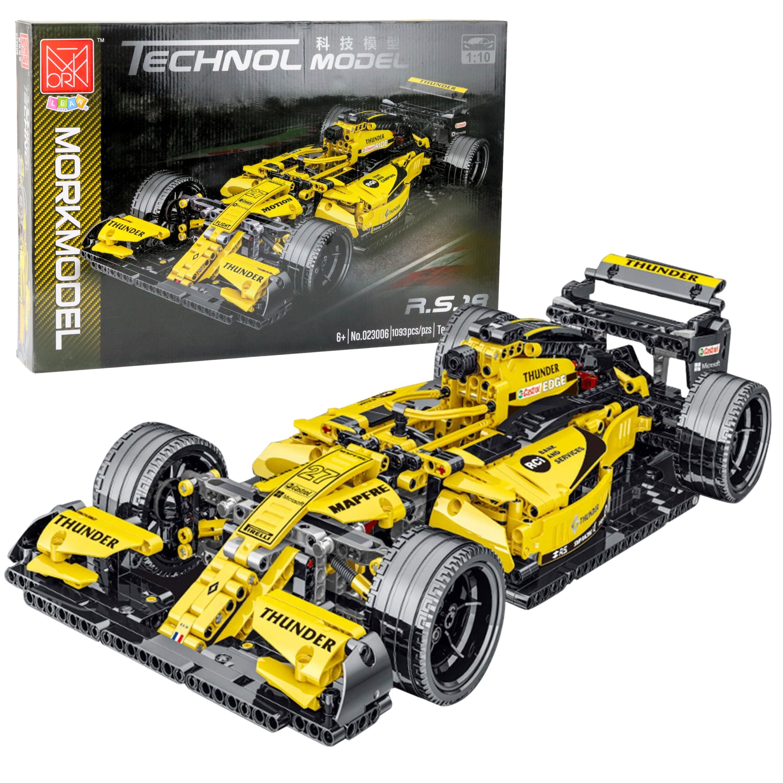 Construction Bricks Race Car R.s.18 Yellow 1:10 1093 Pcs.