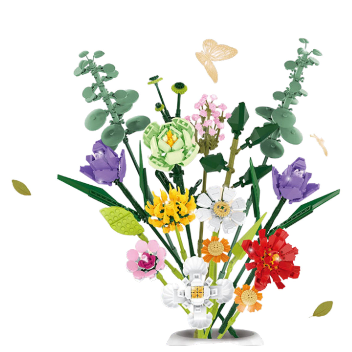 Construction Blocks Decorative Bouquet Of Colorful Flowers 836 Pcs.