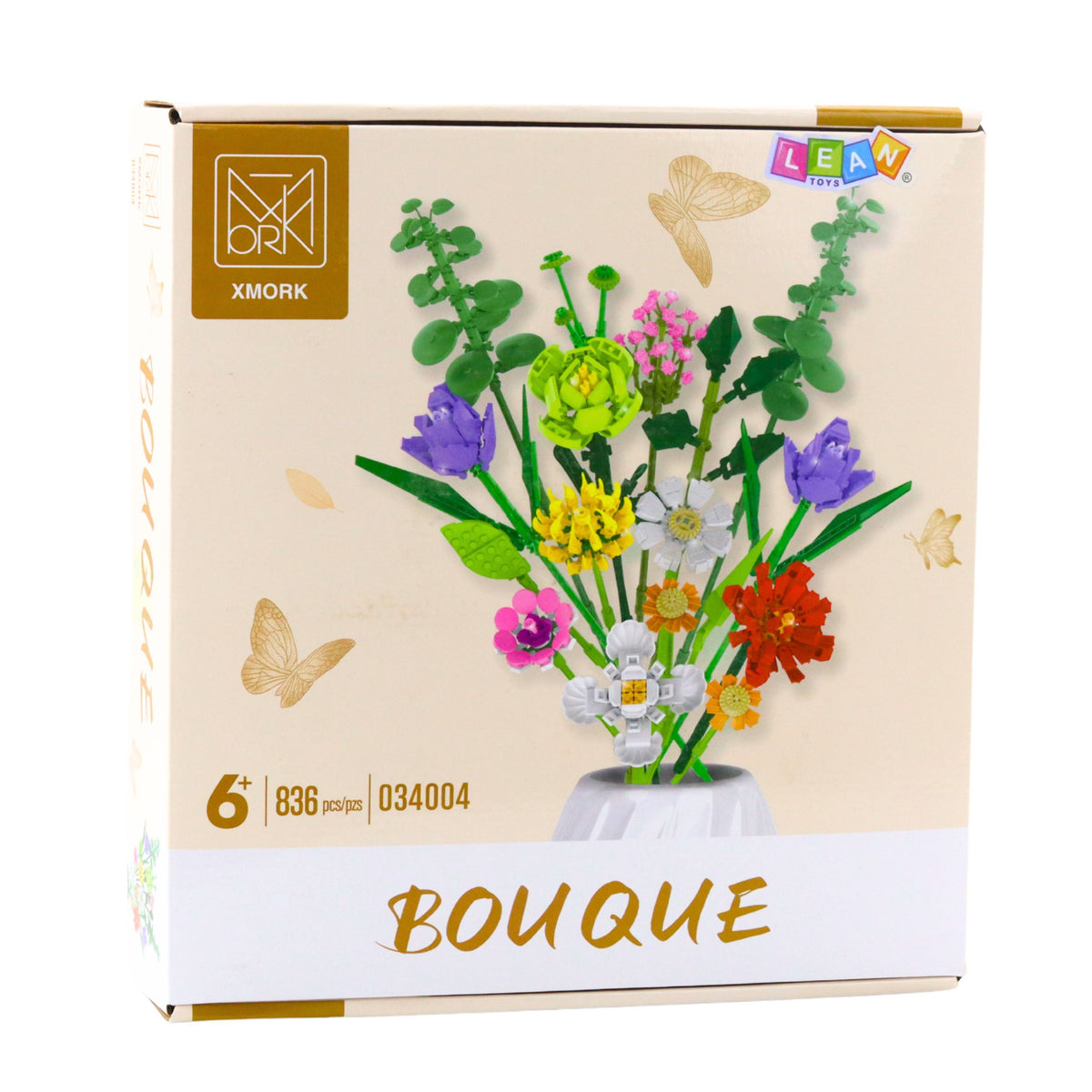Construction Blocks Decorative Bouquet Of Colorful Flowers 836 Pcs.