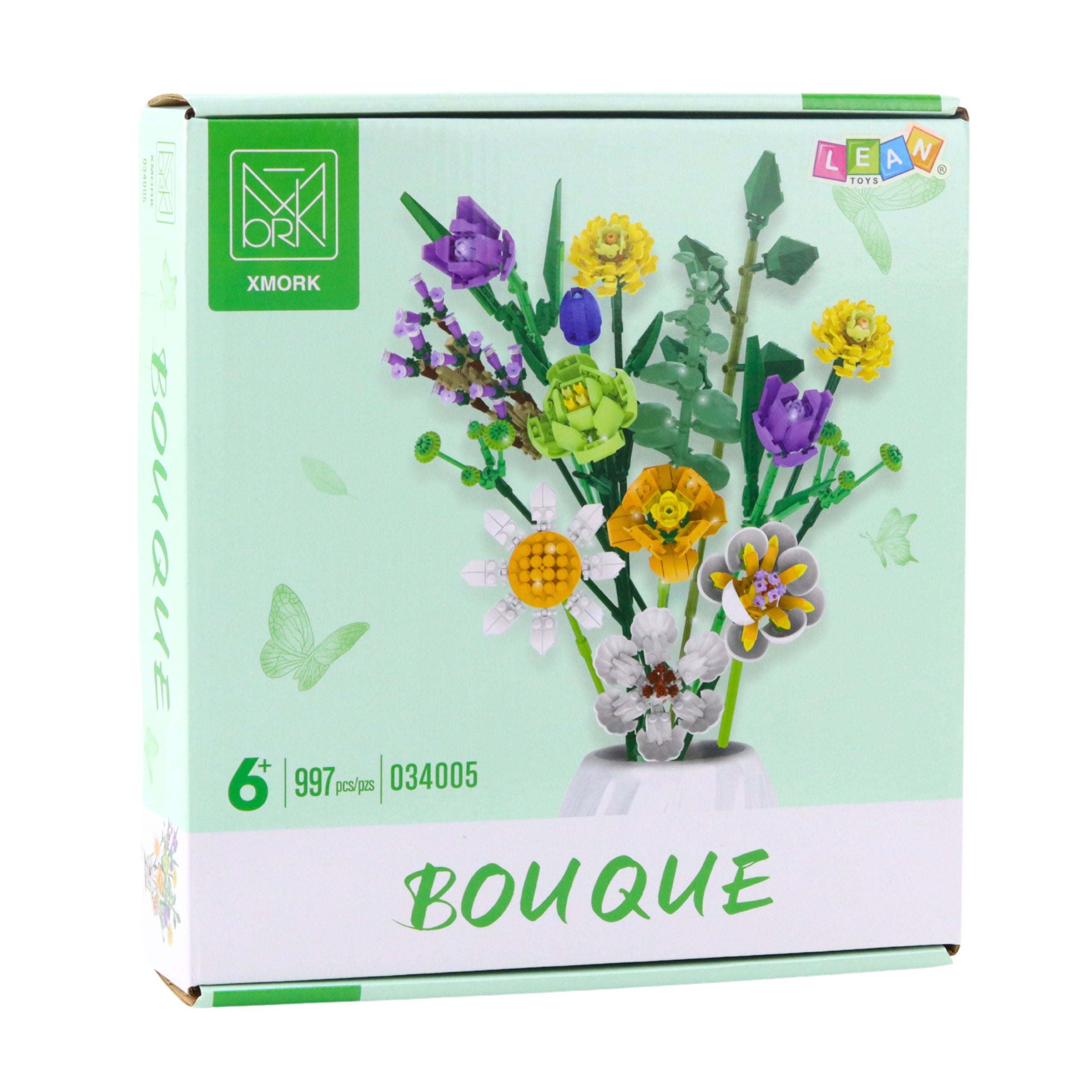 Construction Blocks Decorative Bouquet Of Colorful Flowers 997 Pcs.