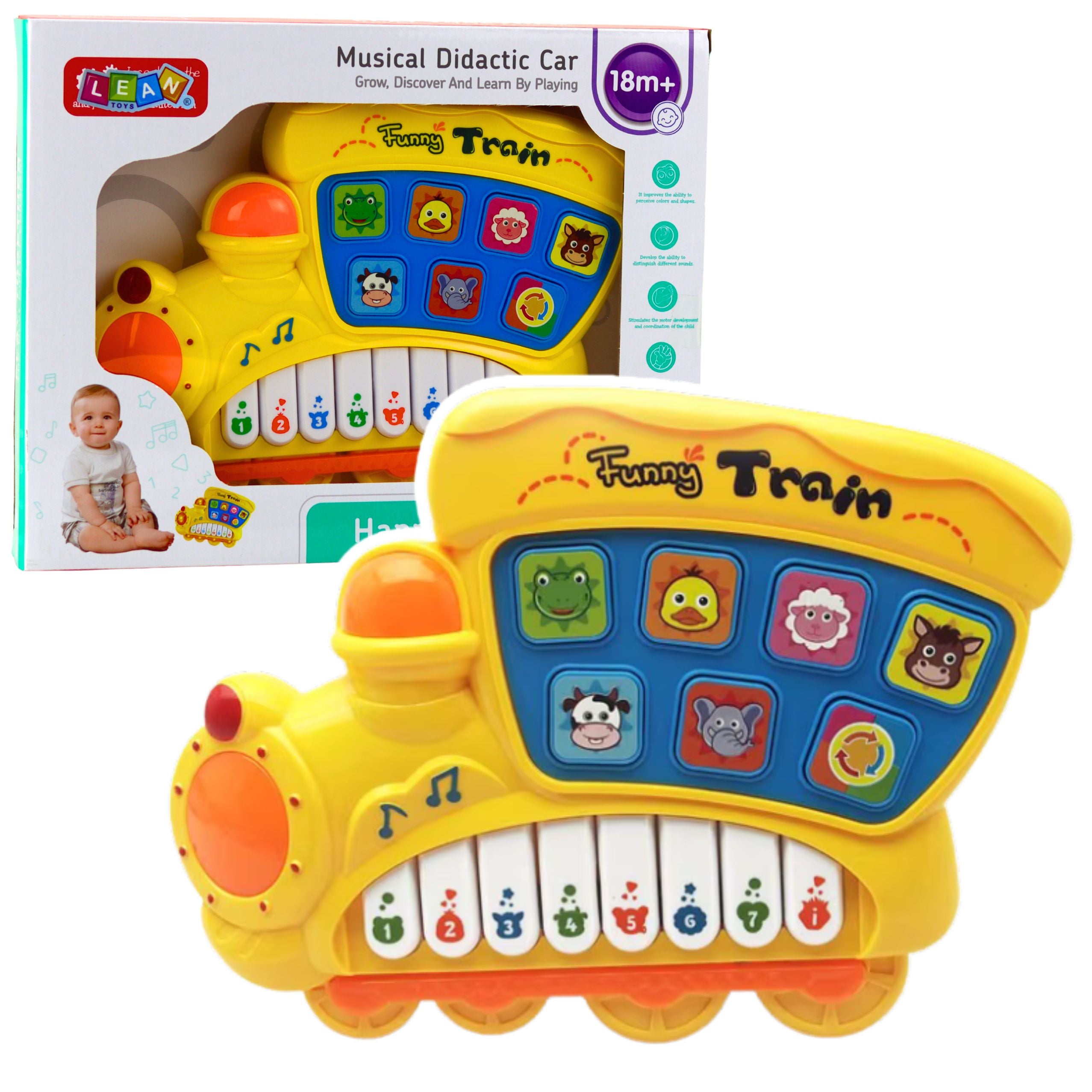 Electric Educational Piano For Toddlers Locomotive Yellow