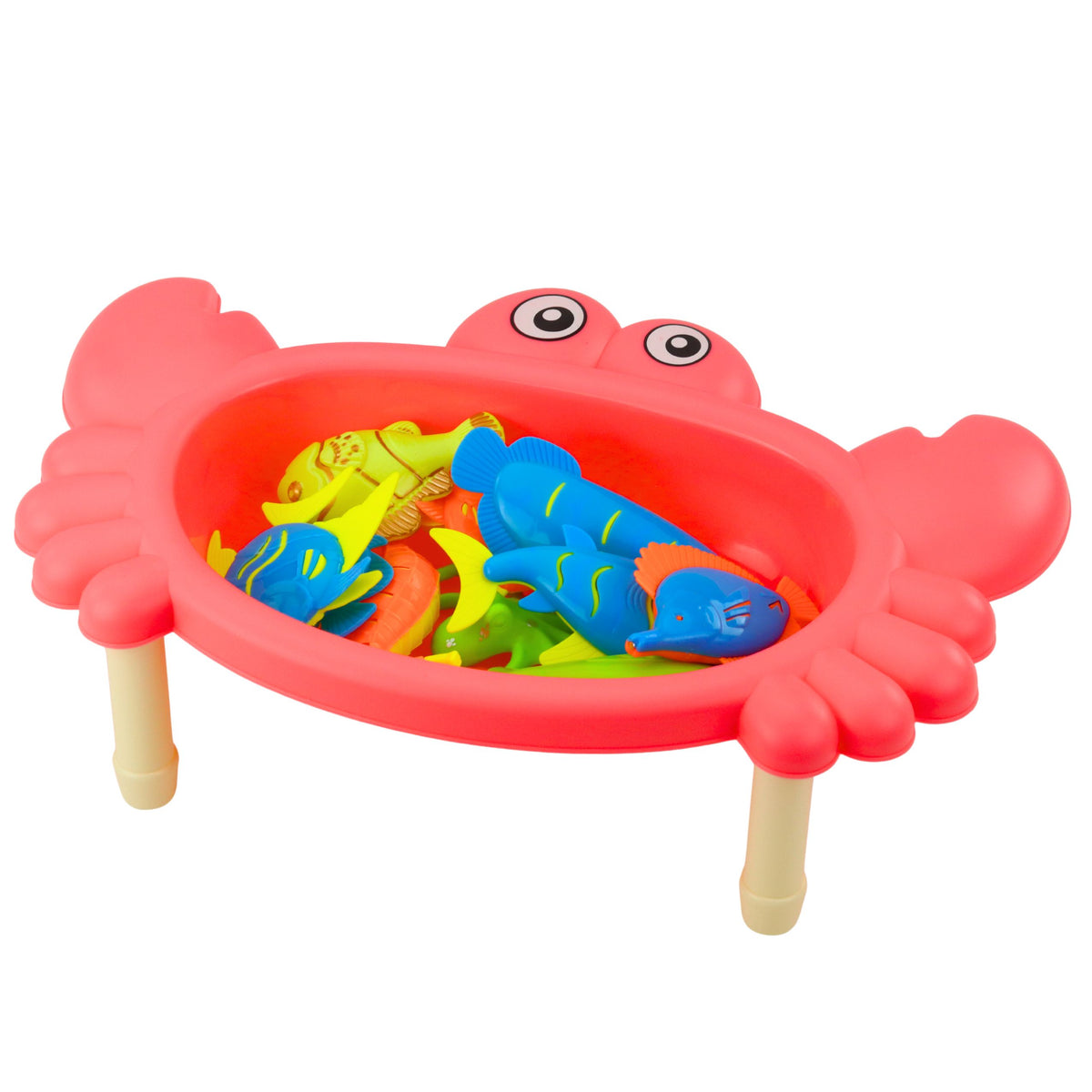 Fishing Set: Crab Table 10 Fish Fishing Rod Strainer Pink