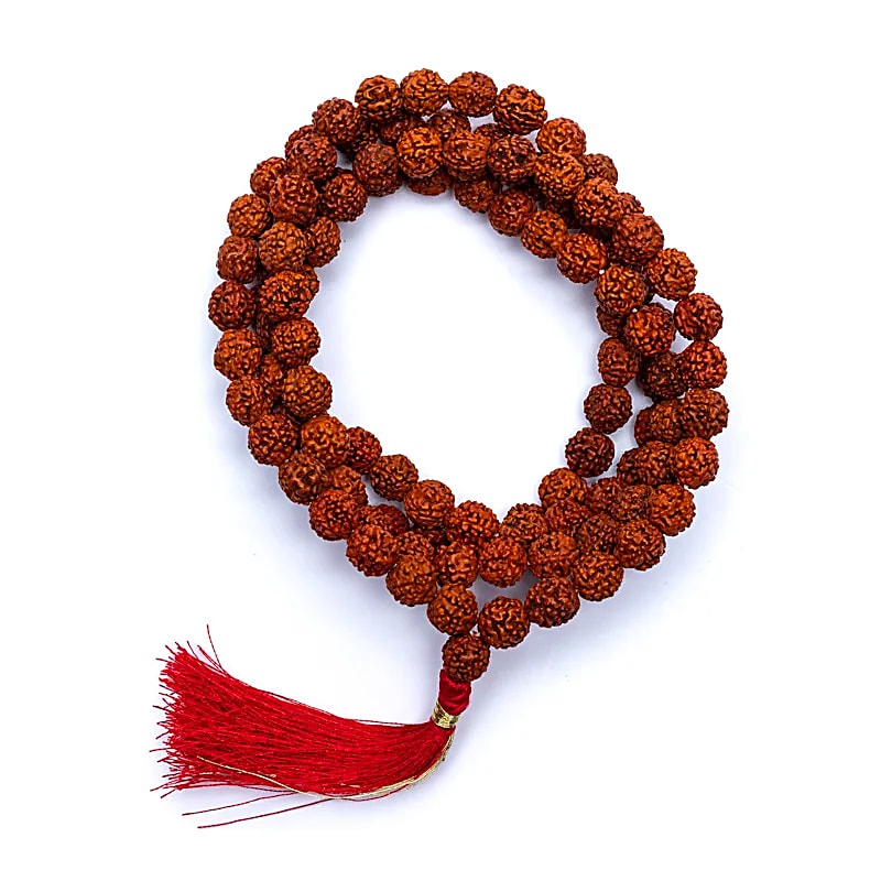 Mala Rudraksha 108 Mărgele Cu Cioc Roșu - 0,8 Cm