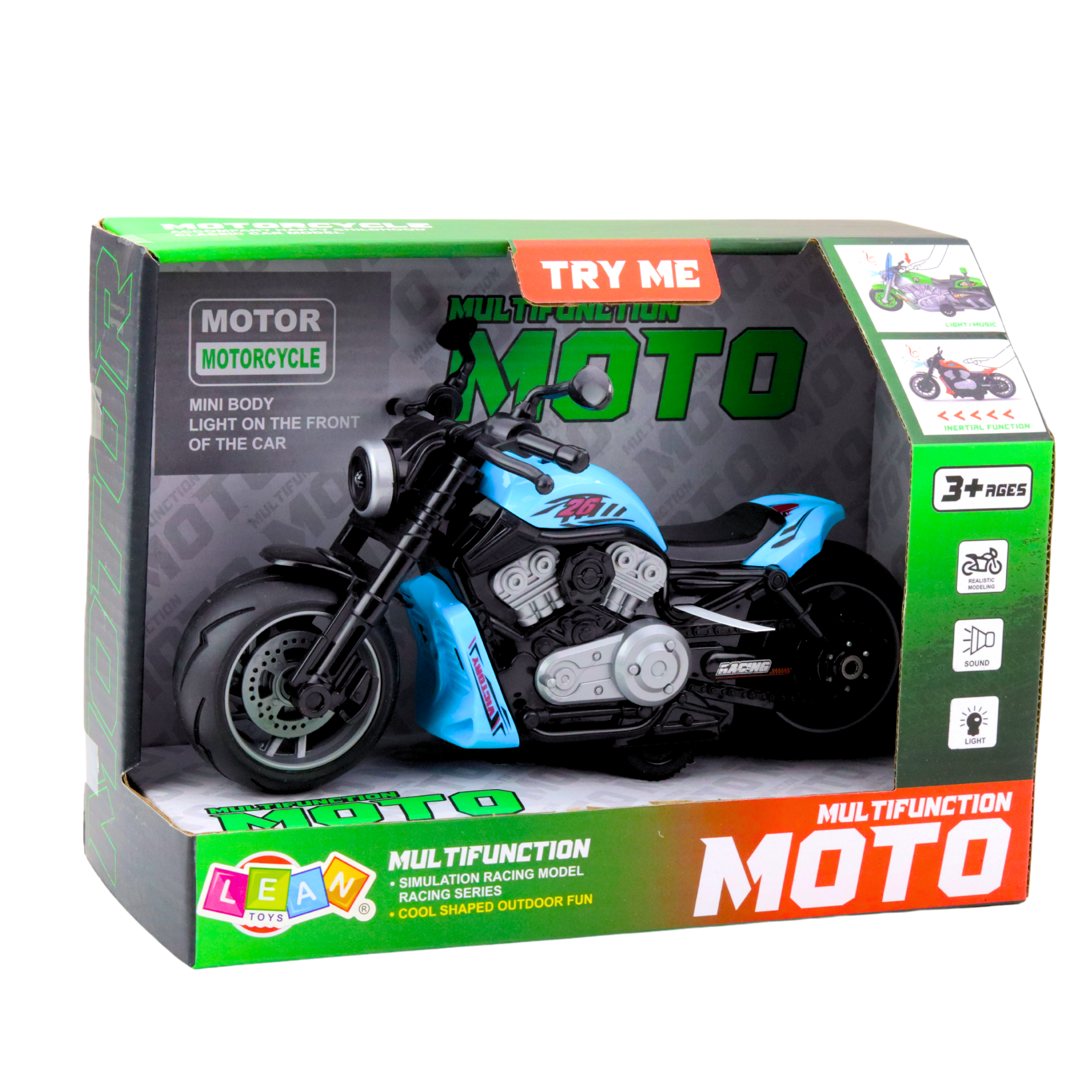 Battery Operated Toy Motorcycle Motor Lights Sounds Blue