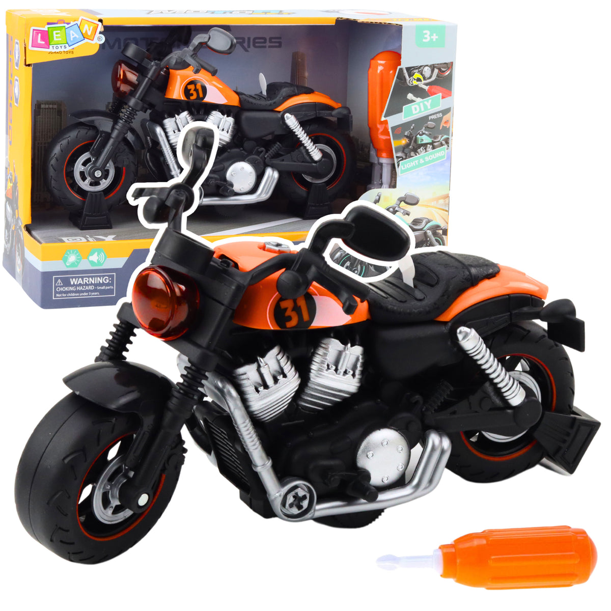 Diy Motocykel Krútenie Odskrutkovanie Svetlá Znie oranžovo